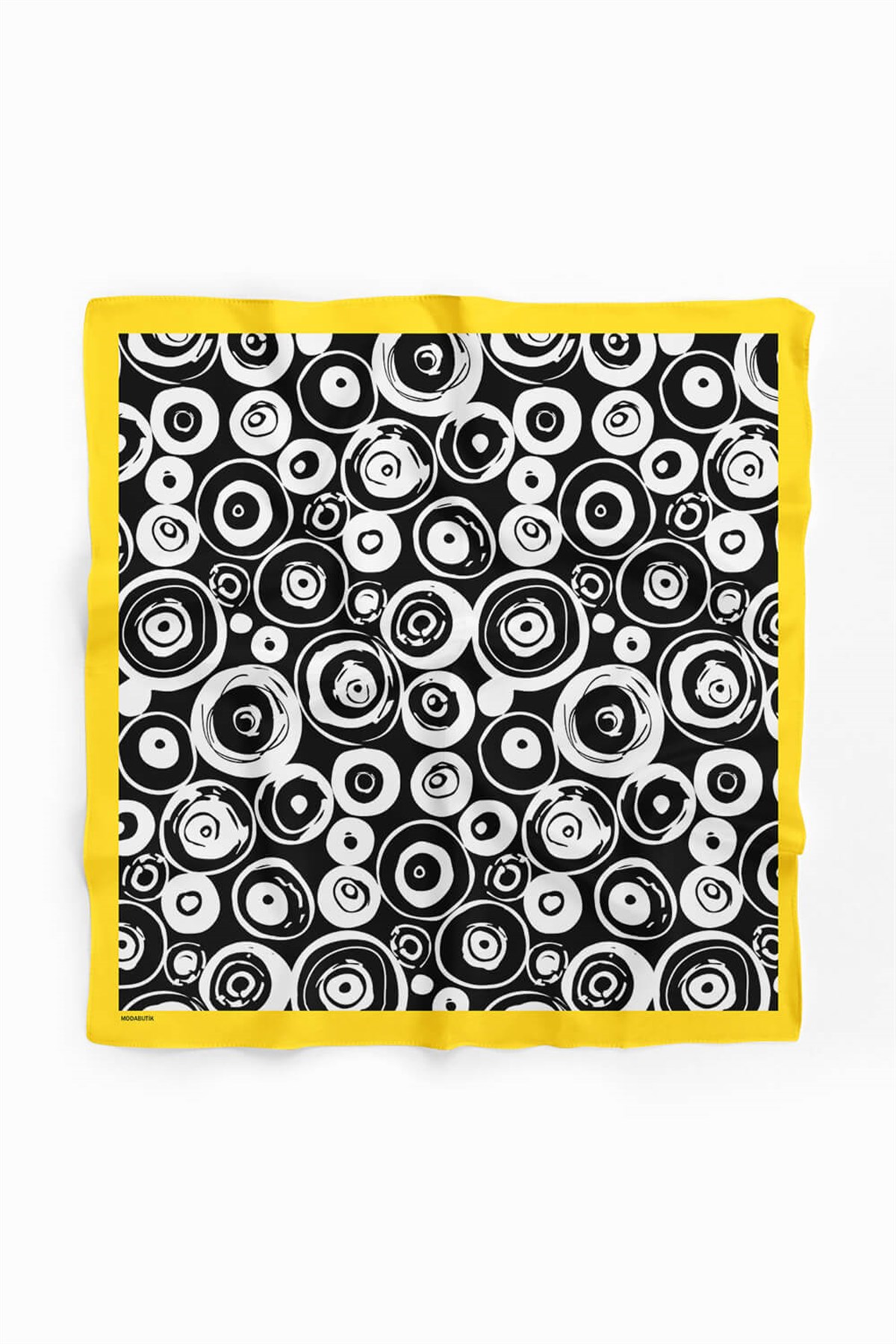 Violla F51 Kadın Halka Desenli Bandana 50x50 Siyah Beyaz DG0327-22
