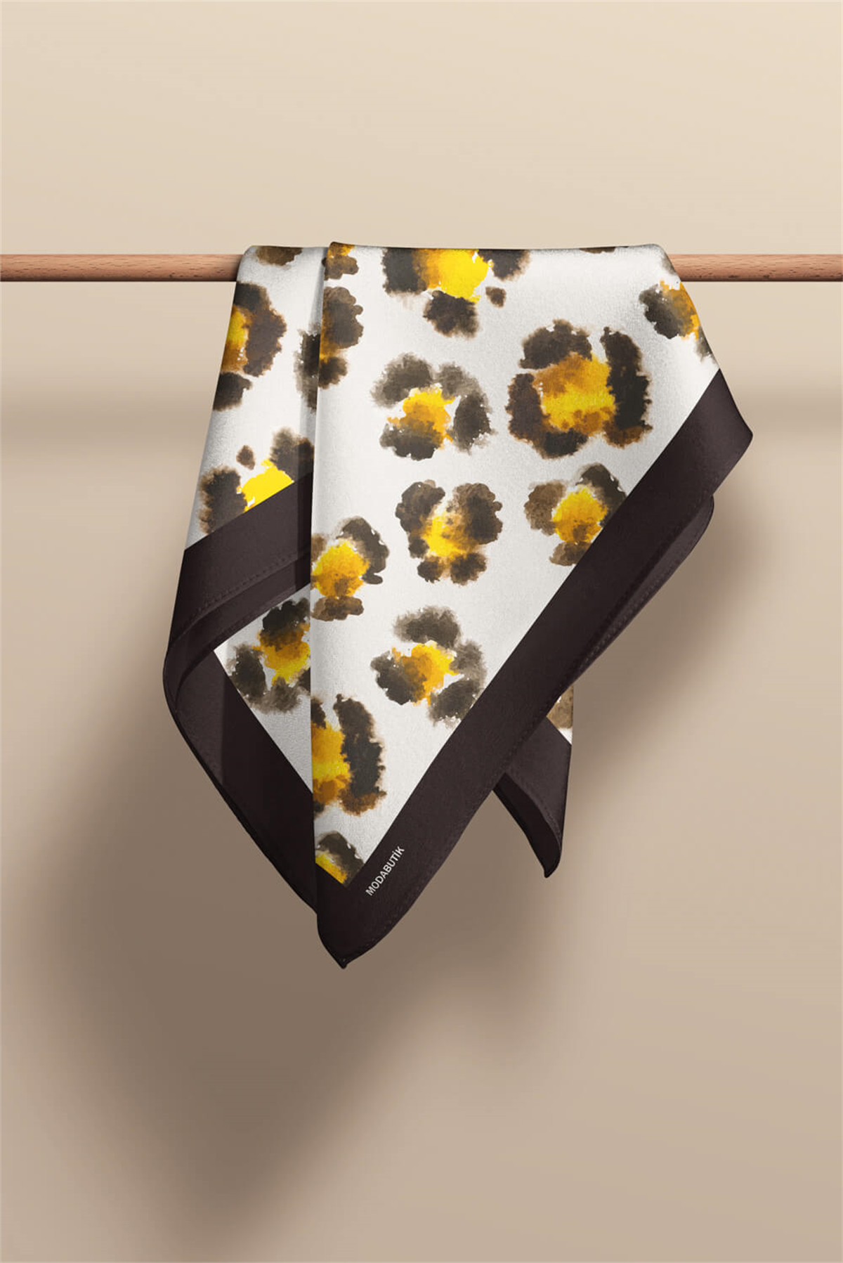 D49 Kadın Egzotik Desenli Bandana 50x50 Sarı DG0287-22