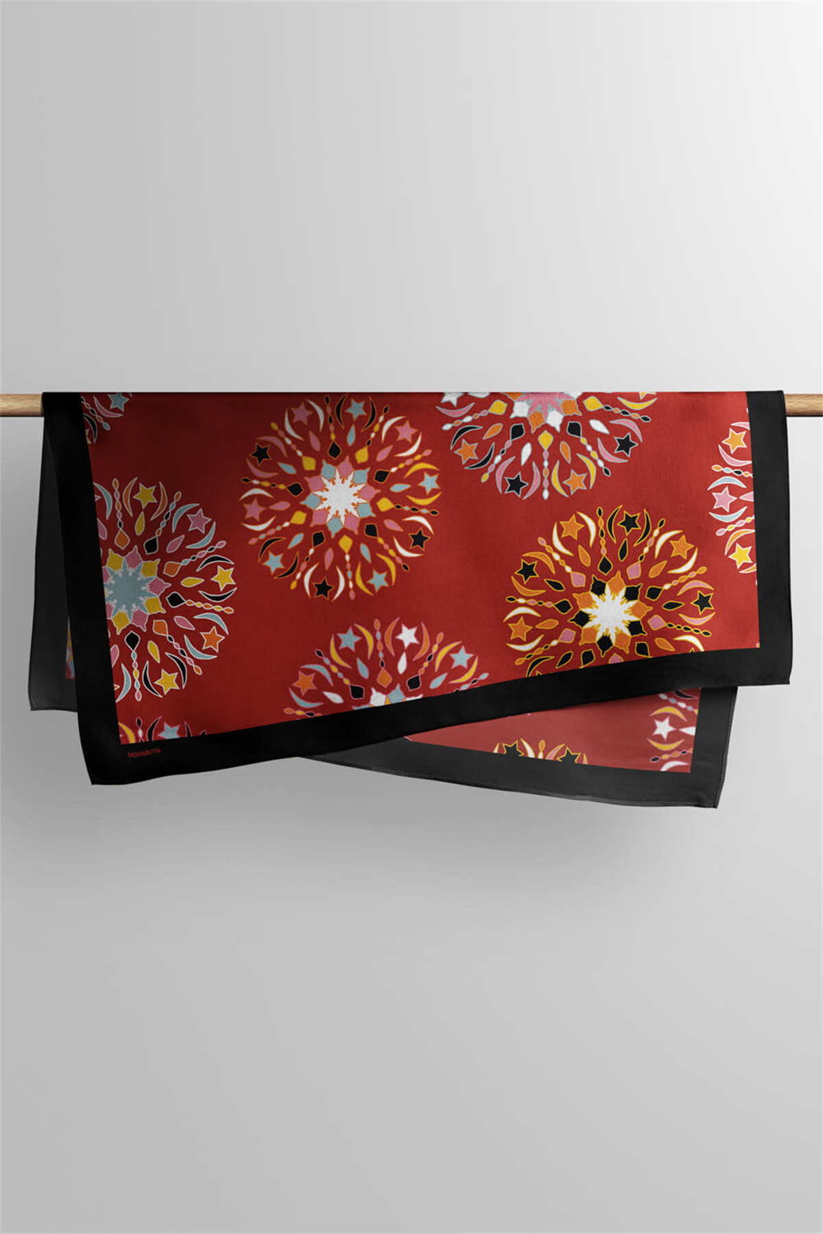 Y20 Kadın Çiçek Desenli Bandana 50x50 Kırmızı DG0403-22