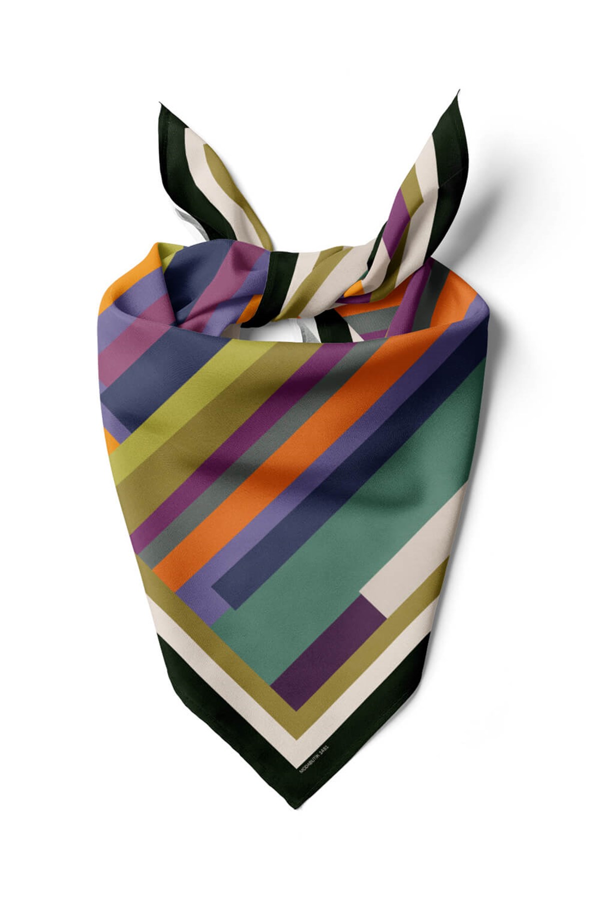 Violla E7 Kadın Mor Krem Çizgi Desenli 50x50 Bandana HYL DG01481-22