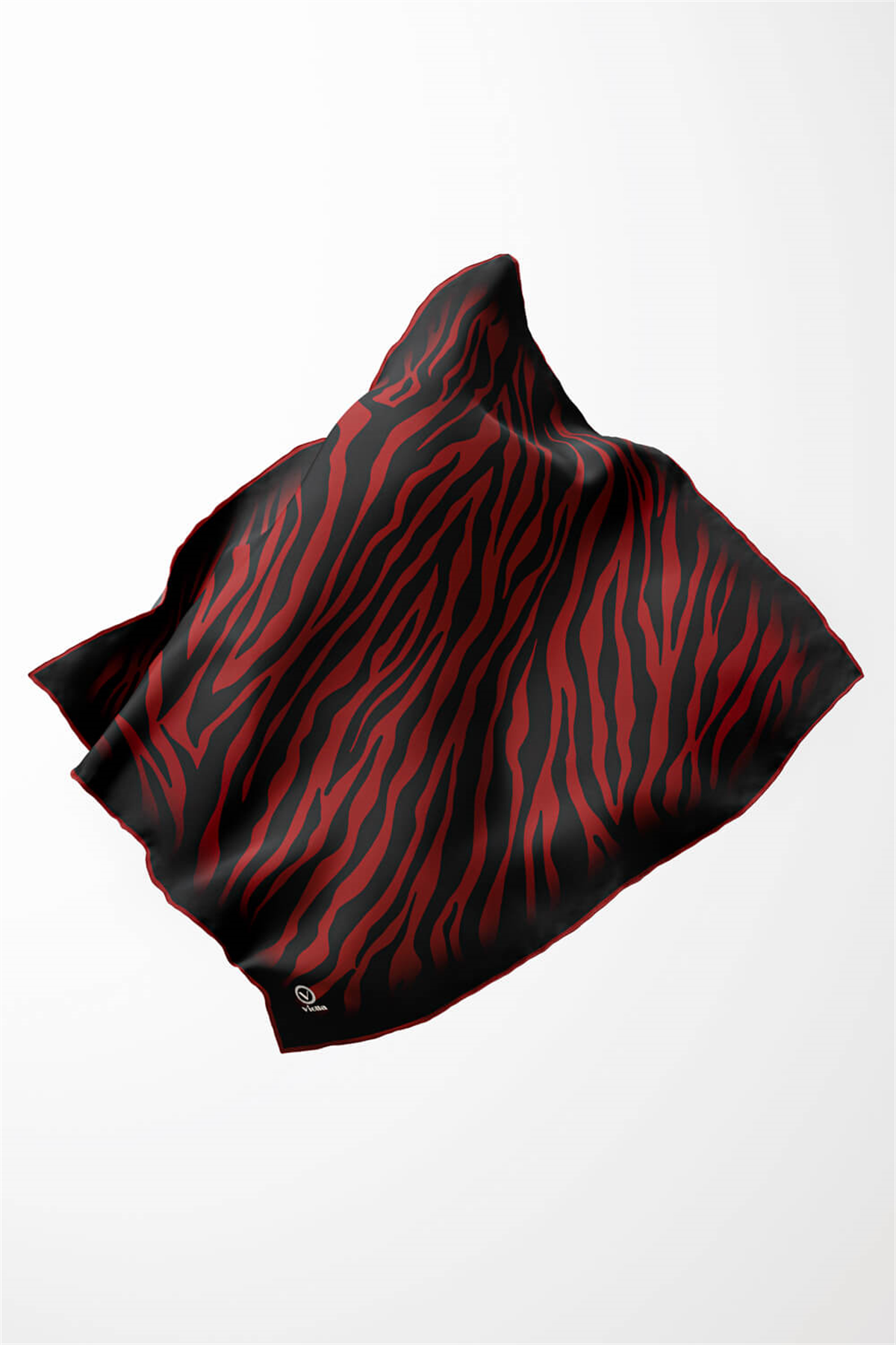 Twill Zebra Desenli Bordo Renkli 90x90 Eşarp (İpek İçermez) Dikim Şekli : El Dikişi