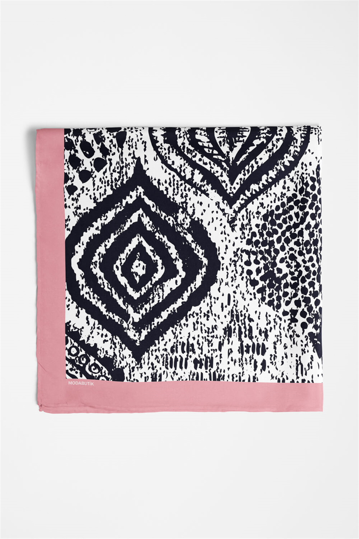 D101 Kadın Etnik Desenli Bandana 50x50 Siyah DG0177-22