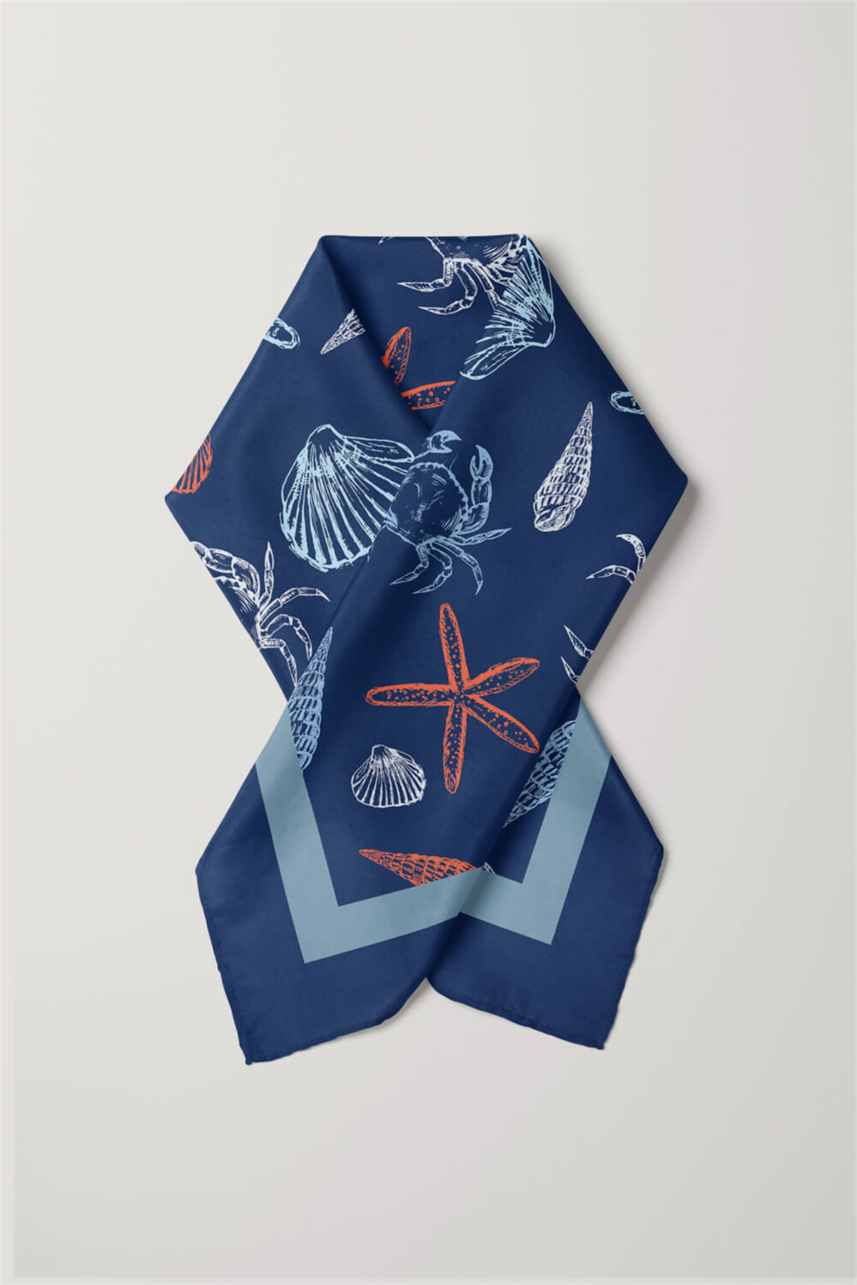 Kadın Lacivert Shell Desenli 50x50 Bandana