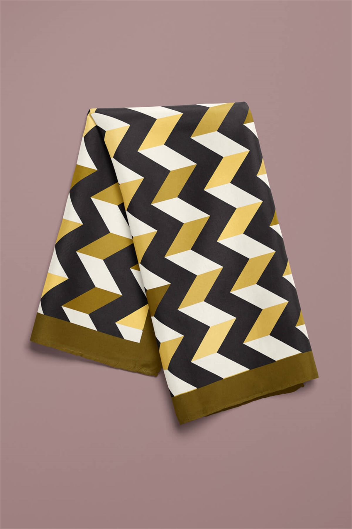 D120 Kadın Üçgen Desenli Bandana 50x50 Sarı DG0328-22