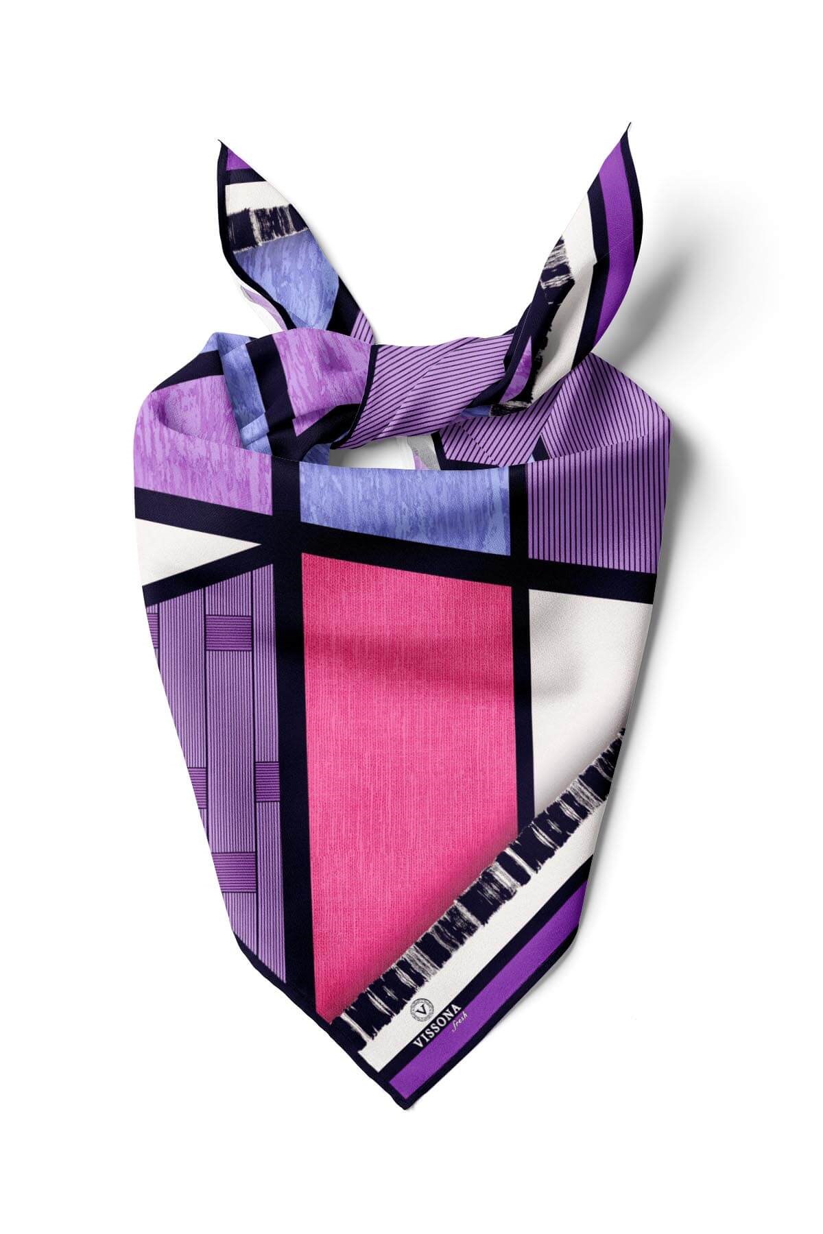 %100 İpek Kadın Desenli Bandana 80x80