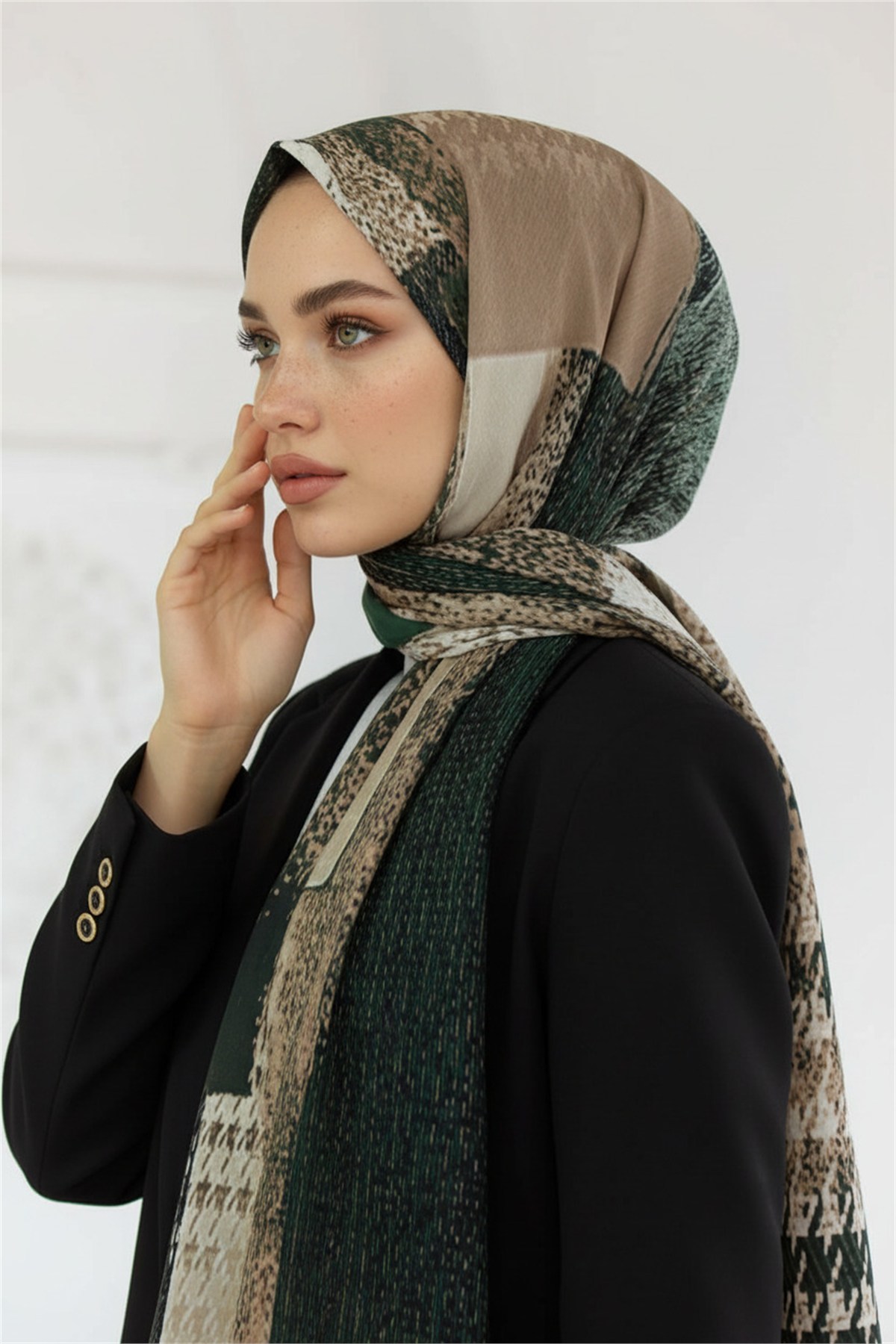 KREP KAZAYAĞI DESENLİ MİNT YEŞİLİ RENKLİ 75X195 KIRIŞMAZ ŞAL