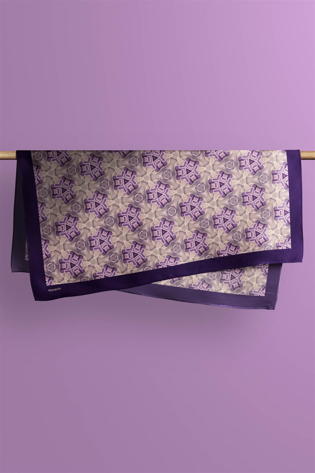 Violla D52 Kadın Geometric Desenli Bandana 50x50 Mor DG0240-22