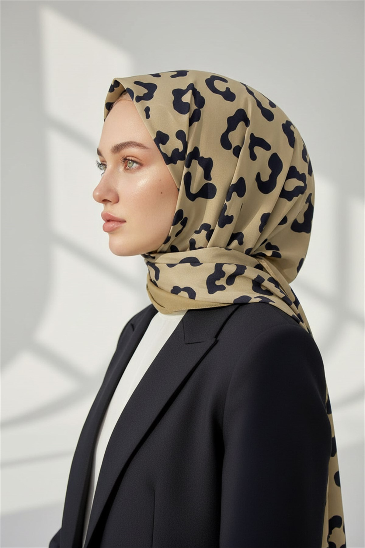 KREP LEOPAR DESENLİ HARDAL RENKLİ 75X195 KIRIŞMAZ ŞAL