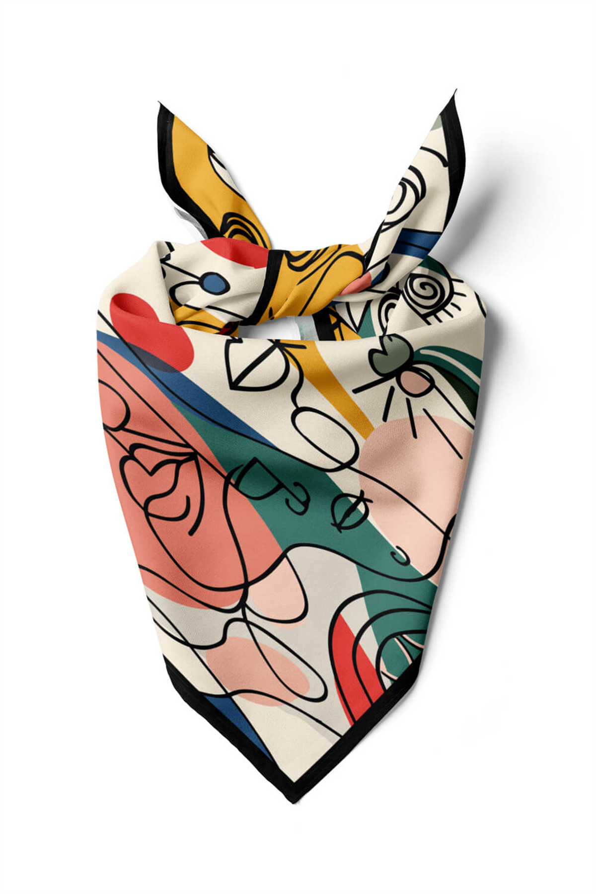 G103 Modabutik Silüet Desenli Bandana