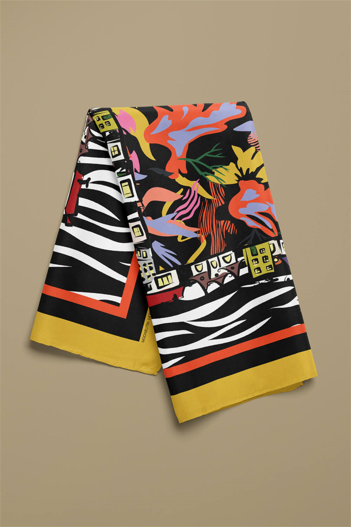 C31 Kadın Zebra Siyah Beyaz Home Desenli 50x50 Bandana