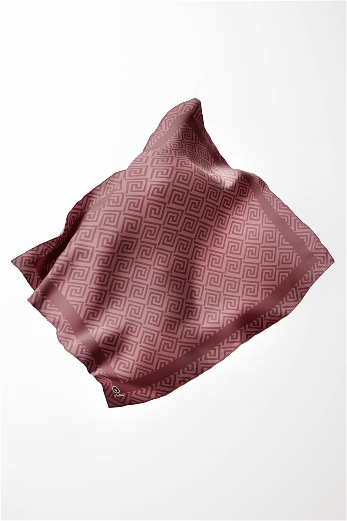Twill Minimalist Desenli Gül Kurusu Renkli 90x90 Eşarp (İpek İçermez) Kenar Dikiş Şekli El Dikişli