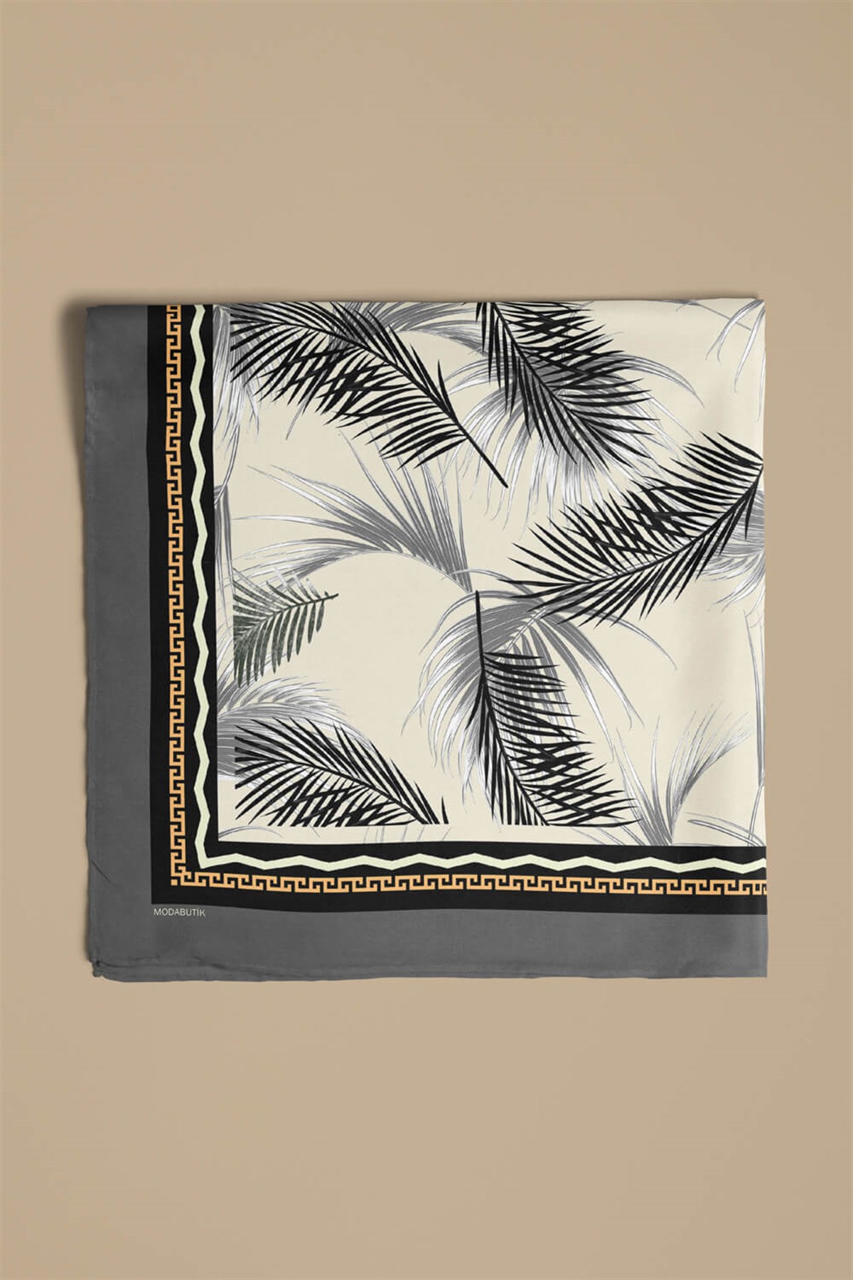 C92 Kadın Yaprak Desenli 50x50 Bandana HYL DG01457-22