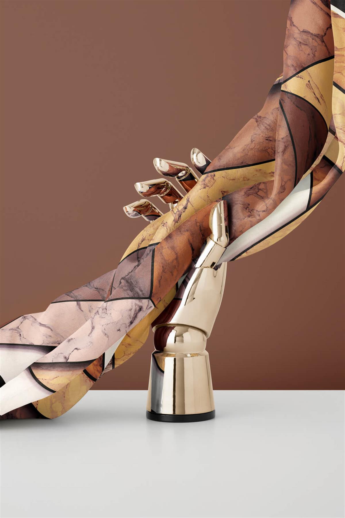 %100 Twill İpek Mermer Desenli Hardal - Bej Renkli 90x90 Eşarp Dikim Şekli : El Dikişi