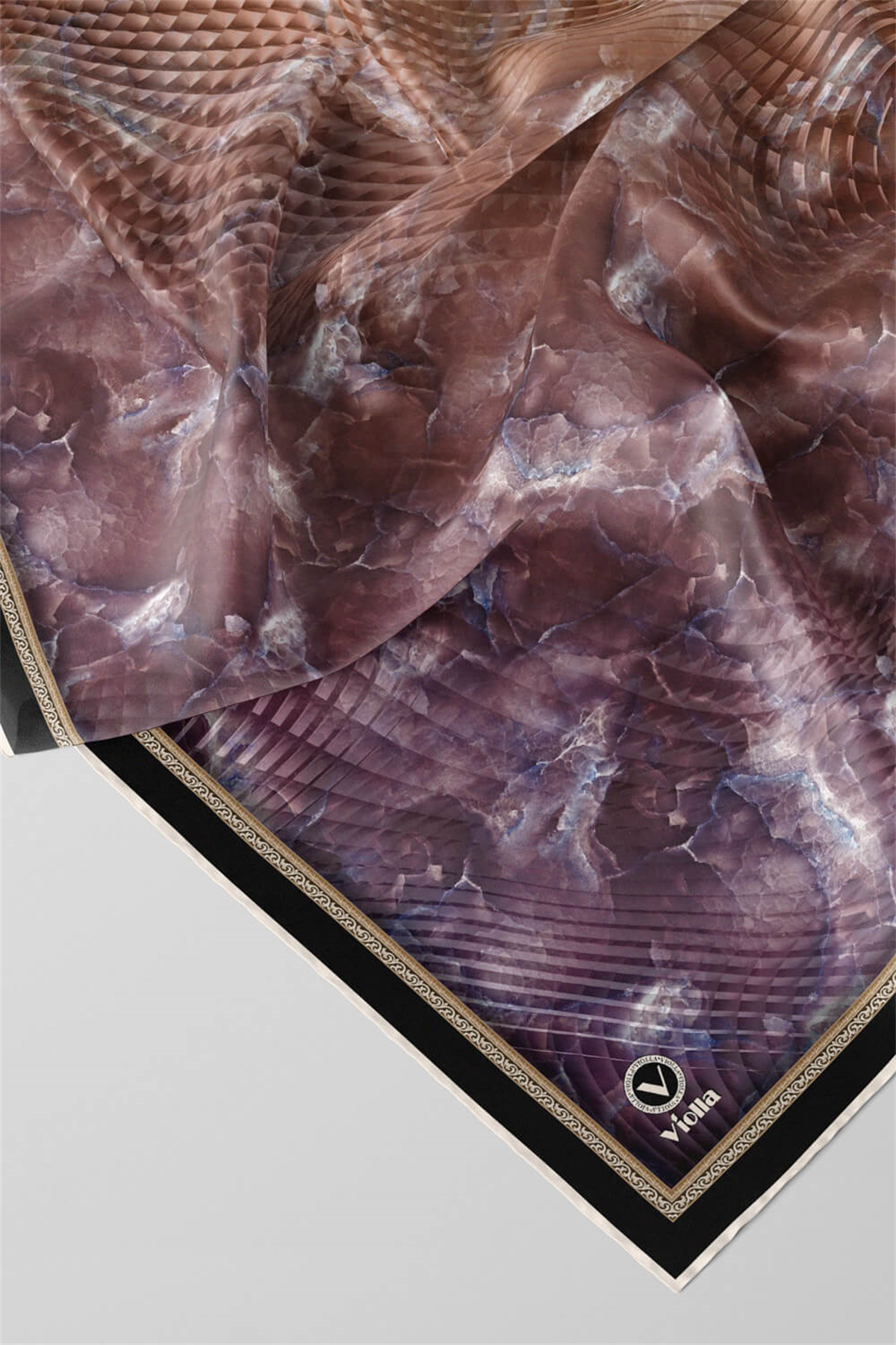 Twill Batik Desenli Pembe Renkli 90x90 Eşarp (İpek İçermez) Kenar Dikiş Şekli El Dikişli