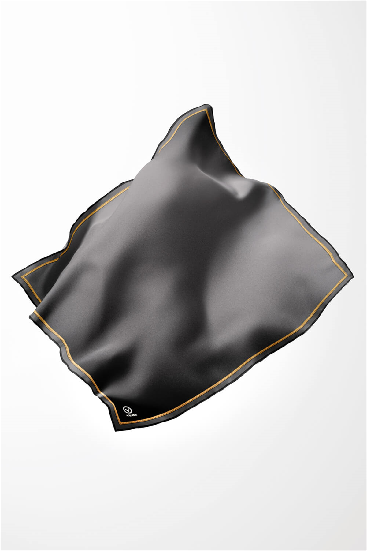 Twill Degrade Desenli Gri Renkli 90x90 Eşarp (İpek İçermez) Kenar Dikiş Şekli El Dikişli