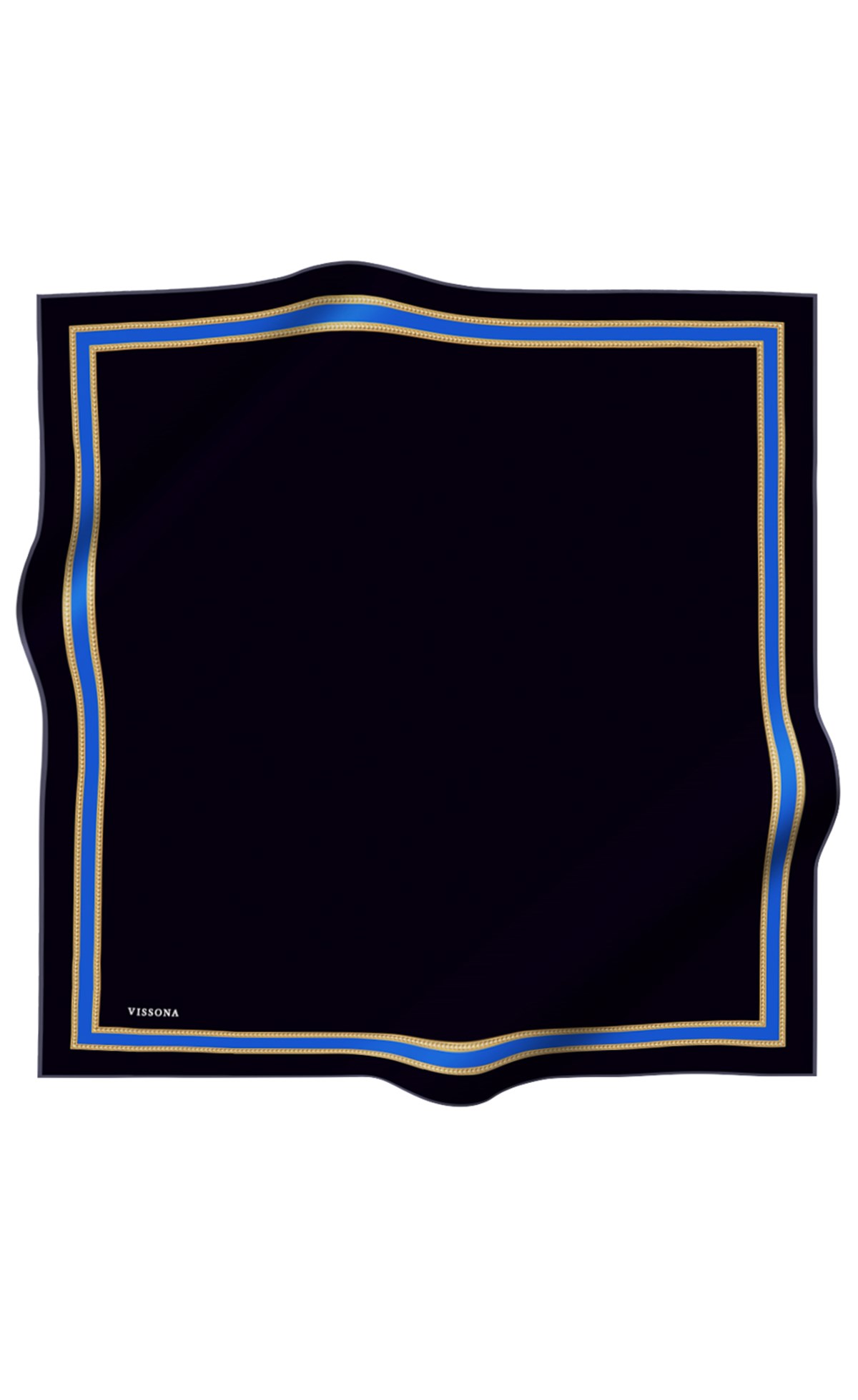 % 57 İPEK % 43 VİSKON Twill İpek Dokulu Şerit Desenli Siyah - Saks Renkli 90x90 Eşarp Dikim Şekli : El Dikişi