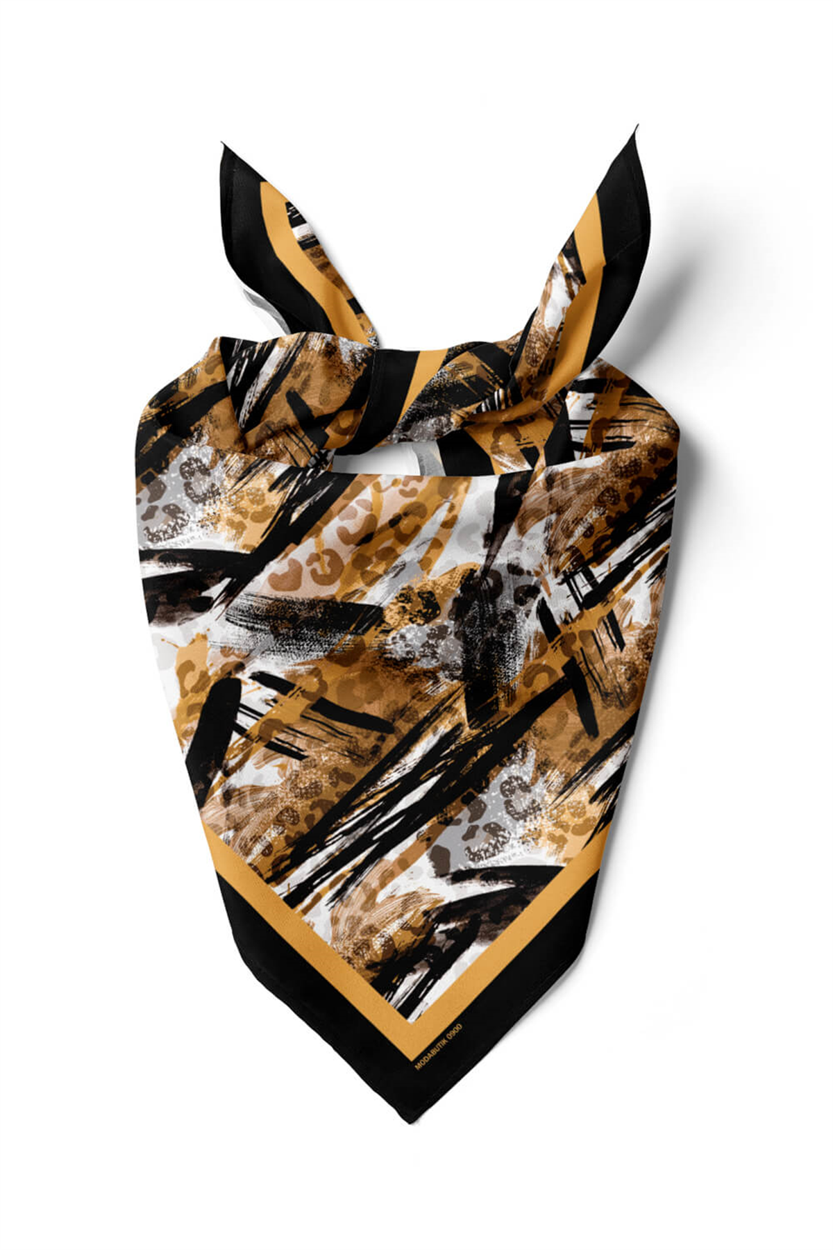 Kadın Kahve Siyah Leopar Desenli 50x50 Bandana