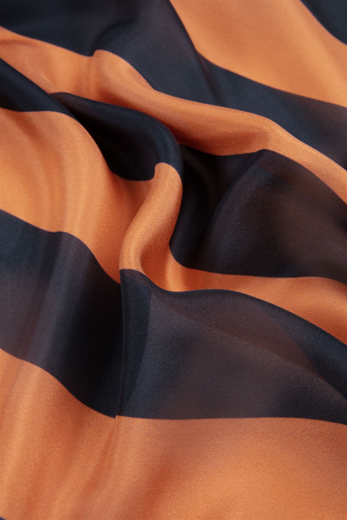 %100 İpek Şerit Ve Varak Desenli Taba - Haki Renkli 92x210 Şal