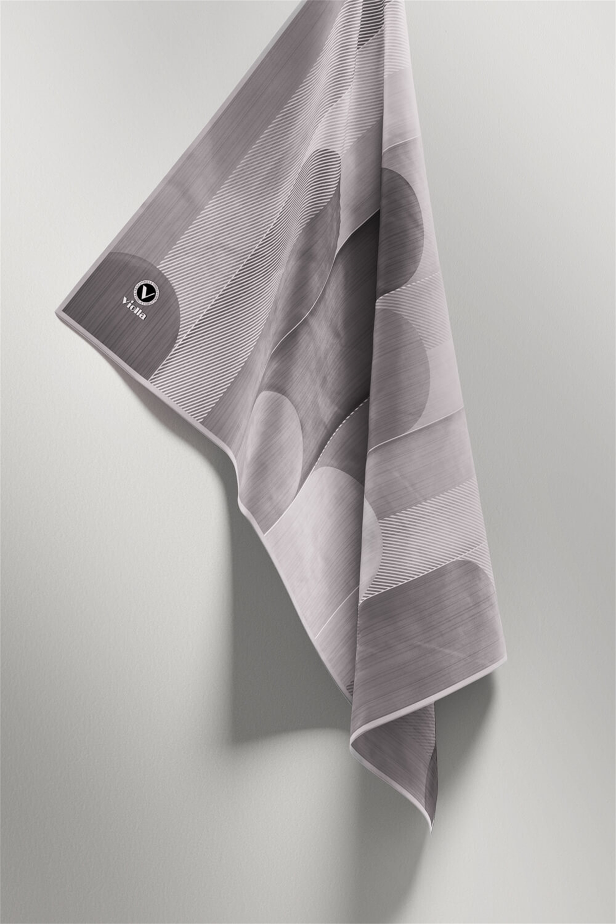 Twill Geometrik Desenli Gri Renkli 90x90 Eşarp (İpek İçermez) Kenar Dikiş Şekli El Dikişli