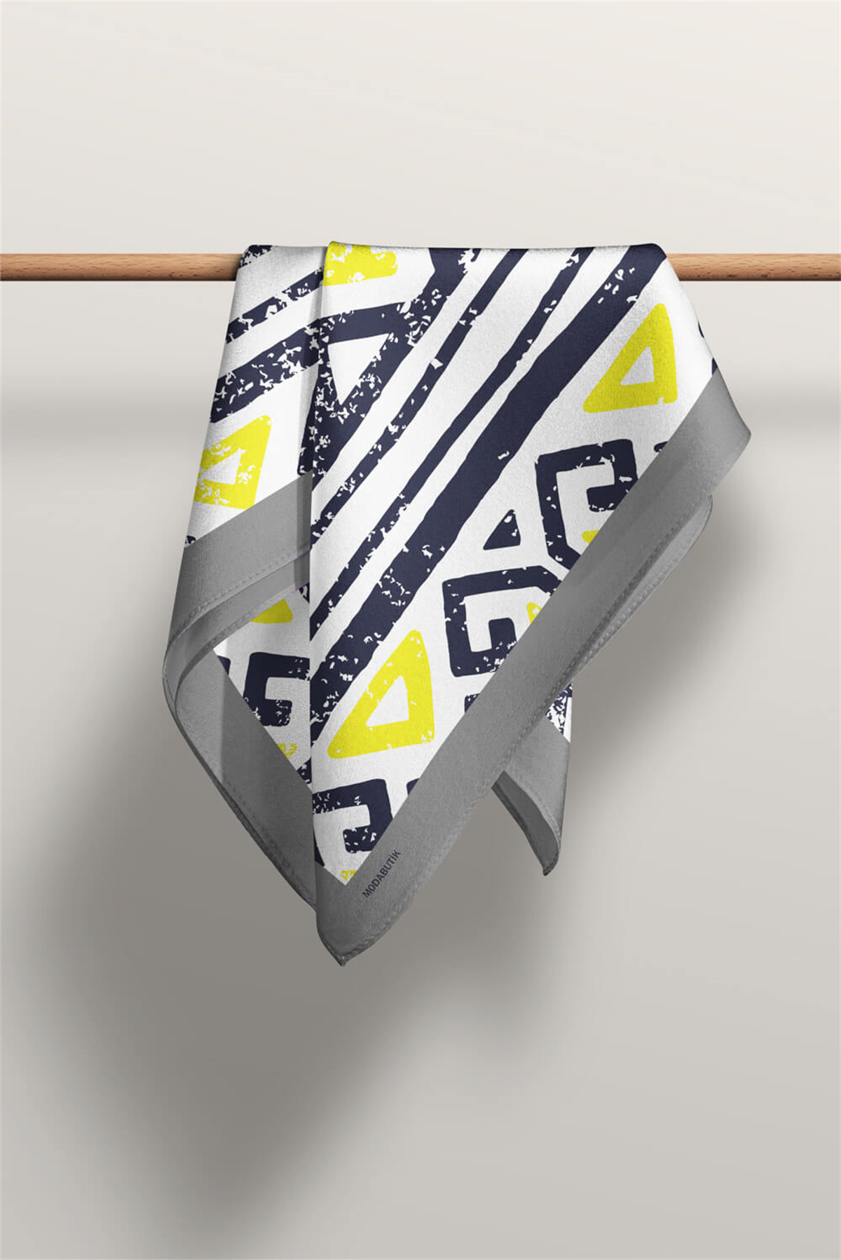 D77 Kadın Geometrik Desenli Bandana 50x50 Sarı DG0431-22