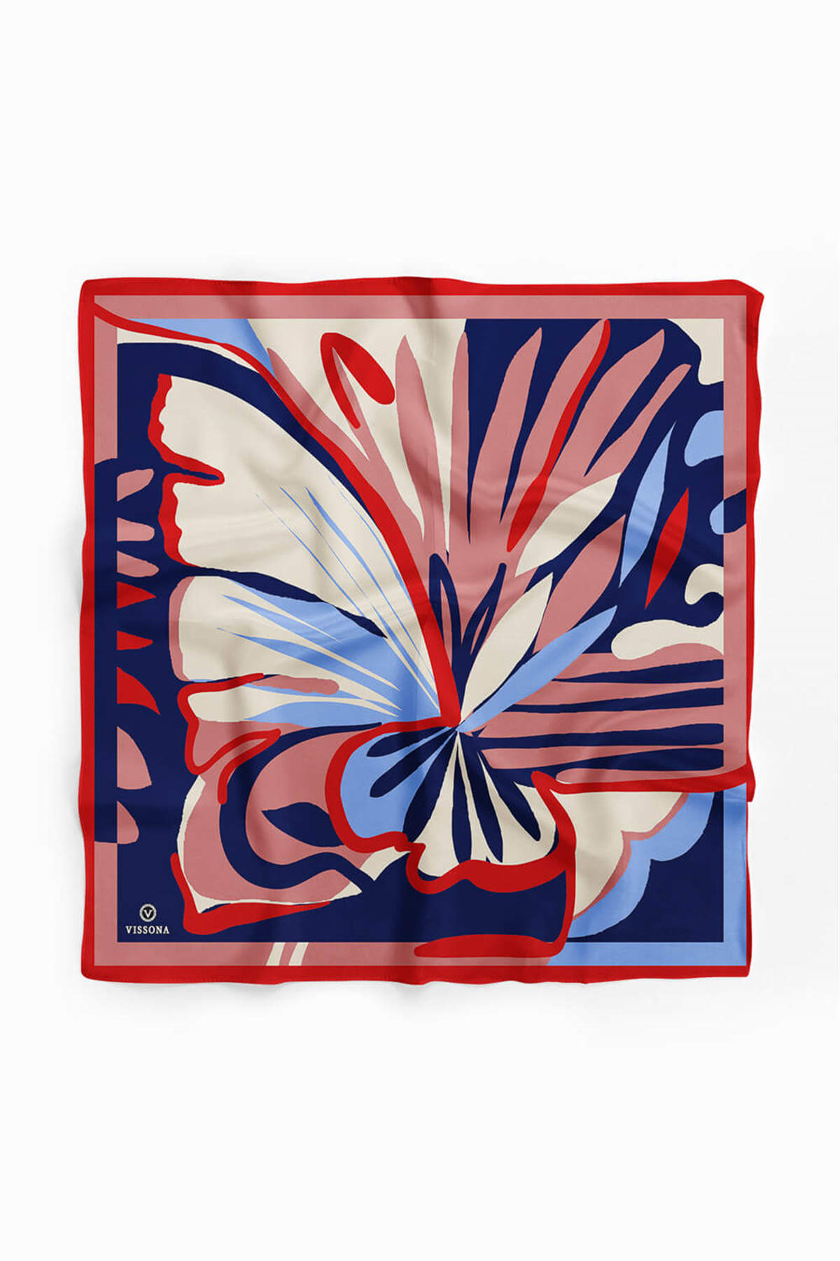 Saten İpek Kelebek Desenli Kadın Bandana