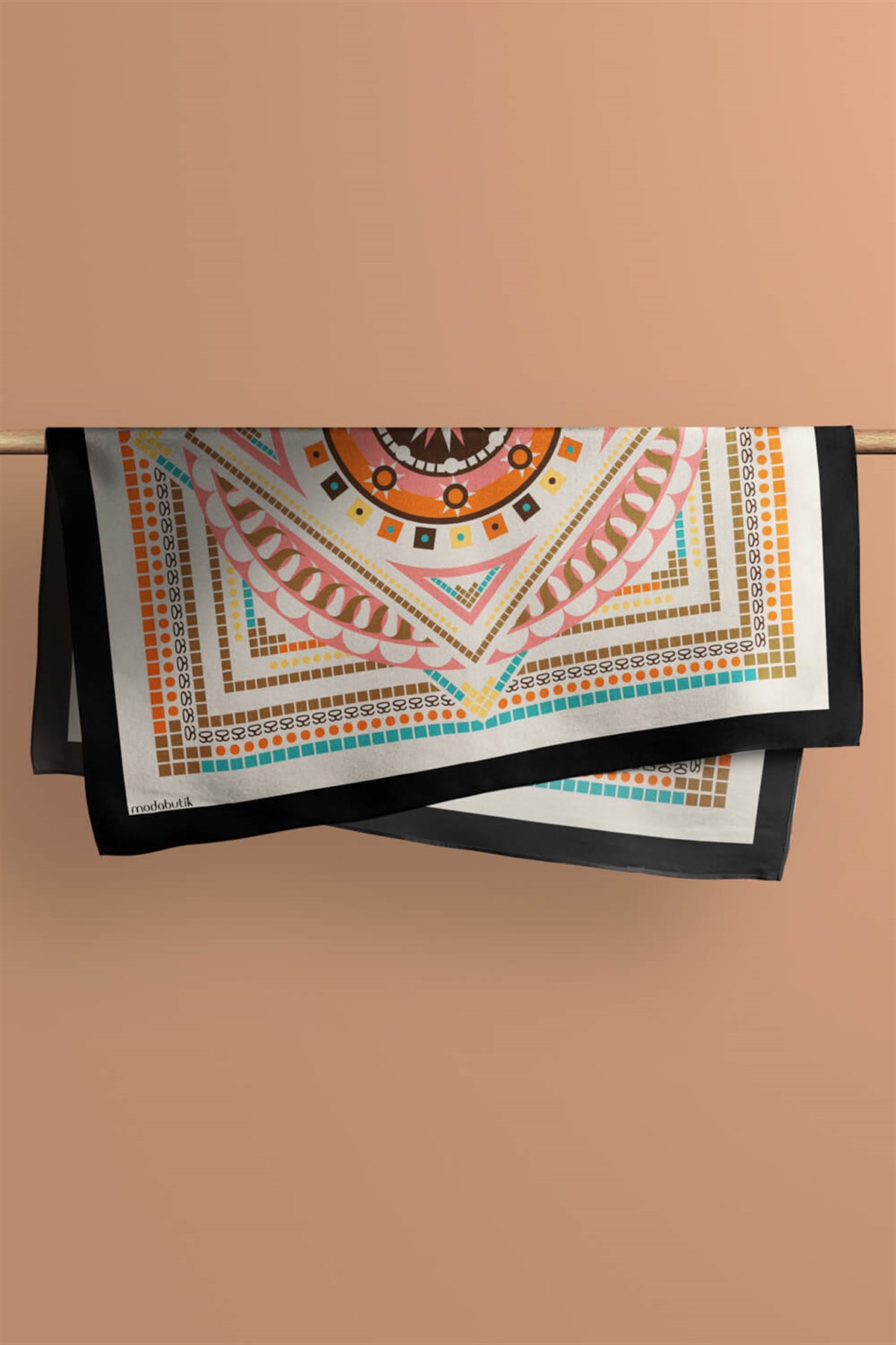 Violla G32 Kadın Pembe Turuncu Siyon Desenli 50x50 Bandana
