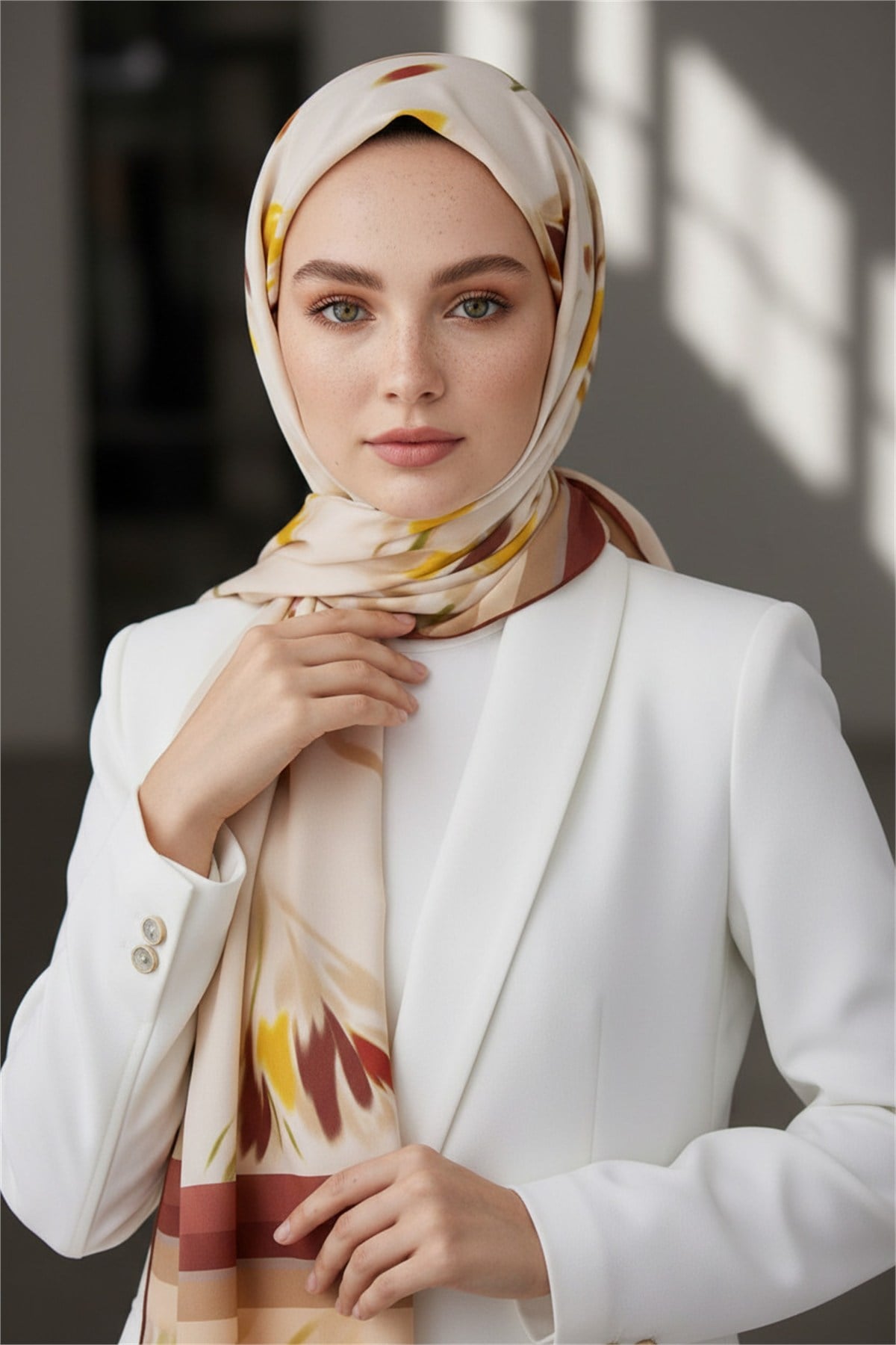 KREP LALE DESENLİ BORDO RENKLİ 75X195 KIRIŞMAZ ŞAL