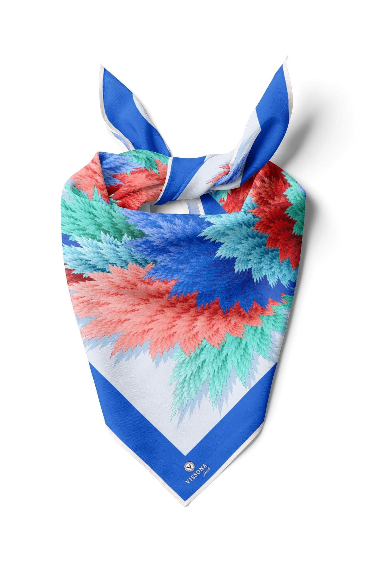 %100 İpek Kadın Desenli Bandana 80x80