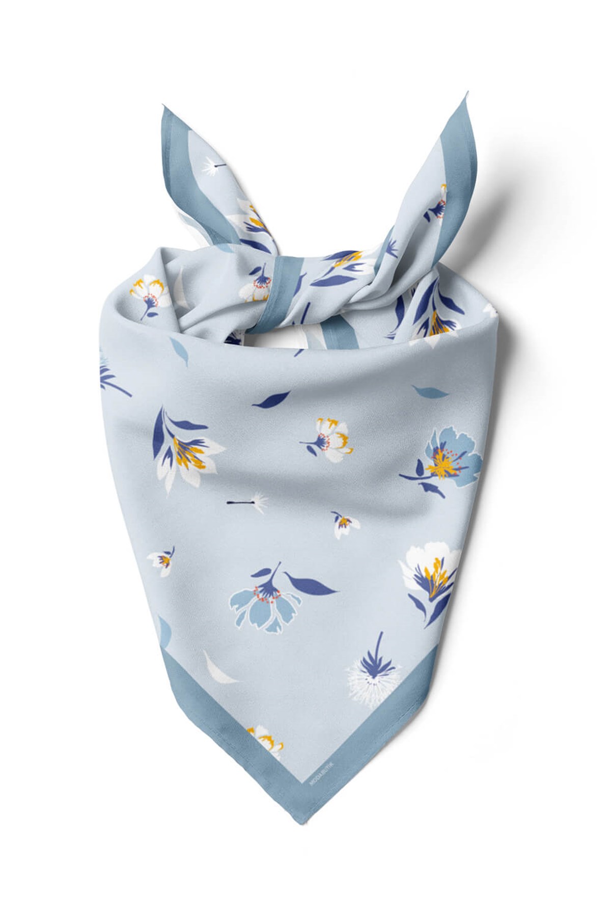 Violla Kadın Çiçek Desenli Bandana 50x50 Açık Mavi DG0157-22 Snz