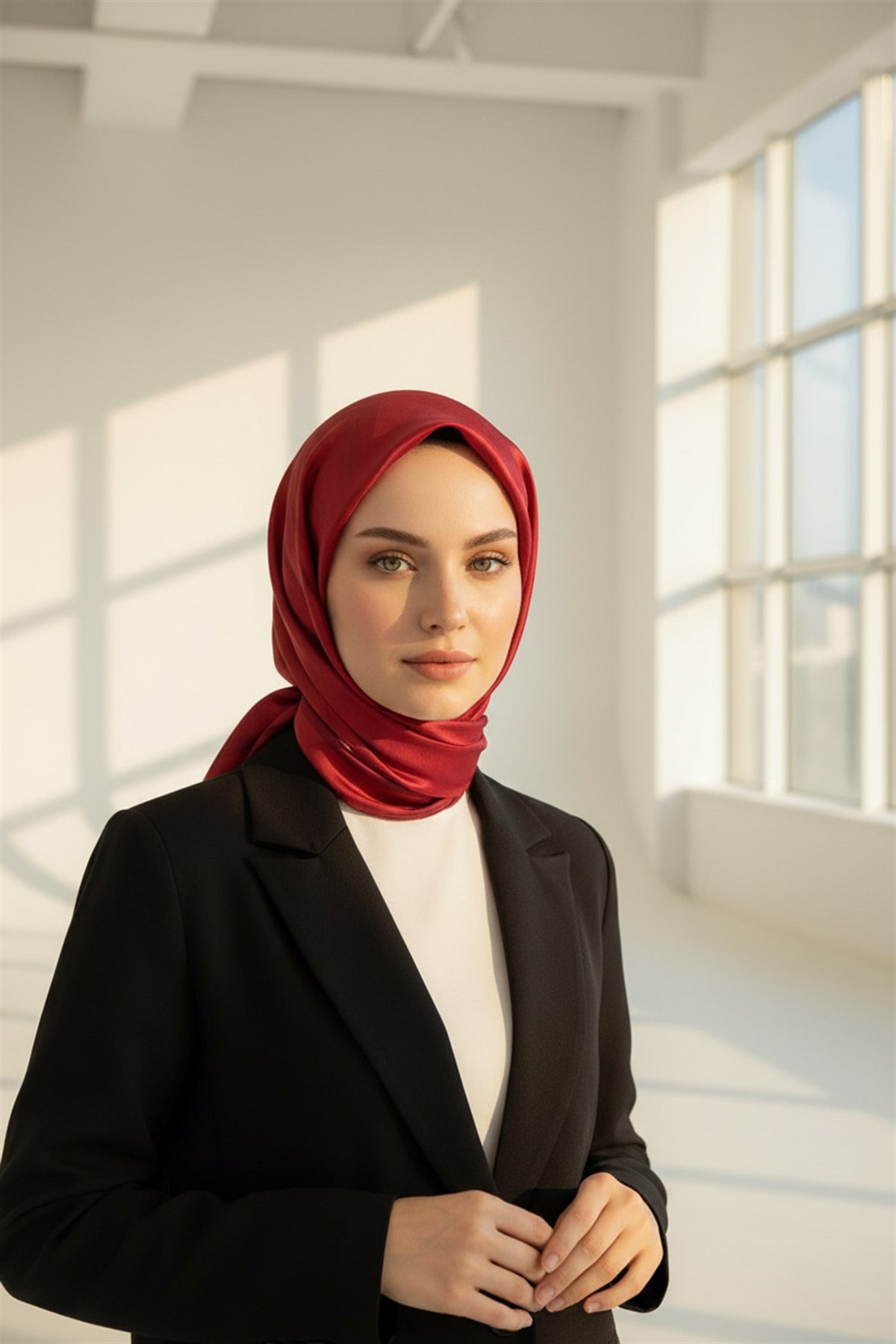 100% Twill İpek Düz Renk Bordür Desenli Bordo Renkli Daha Tok Exclusive Serisi 90x90 Dikim Şekli : El Dikişi Eşarp