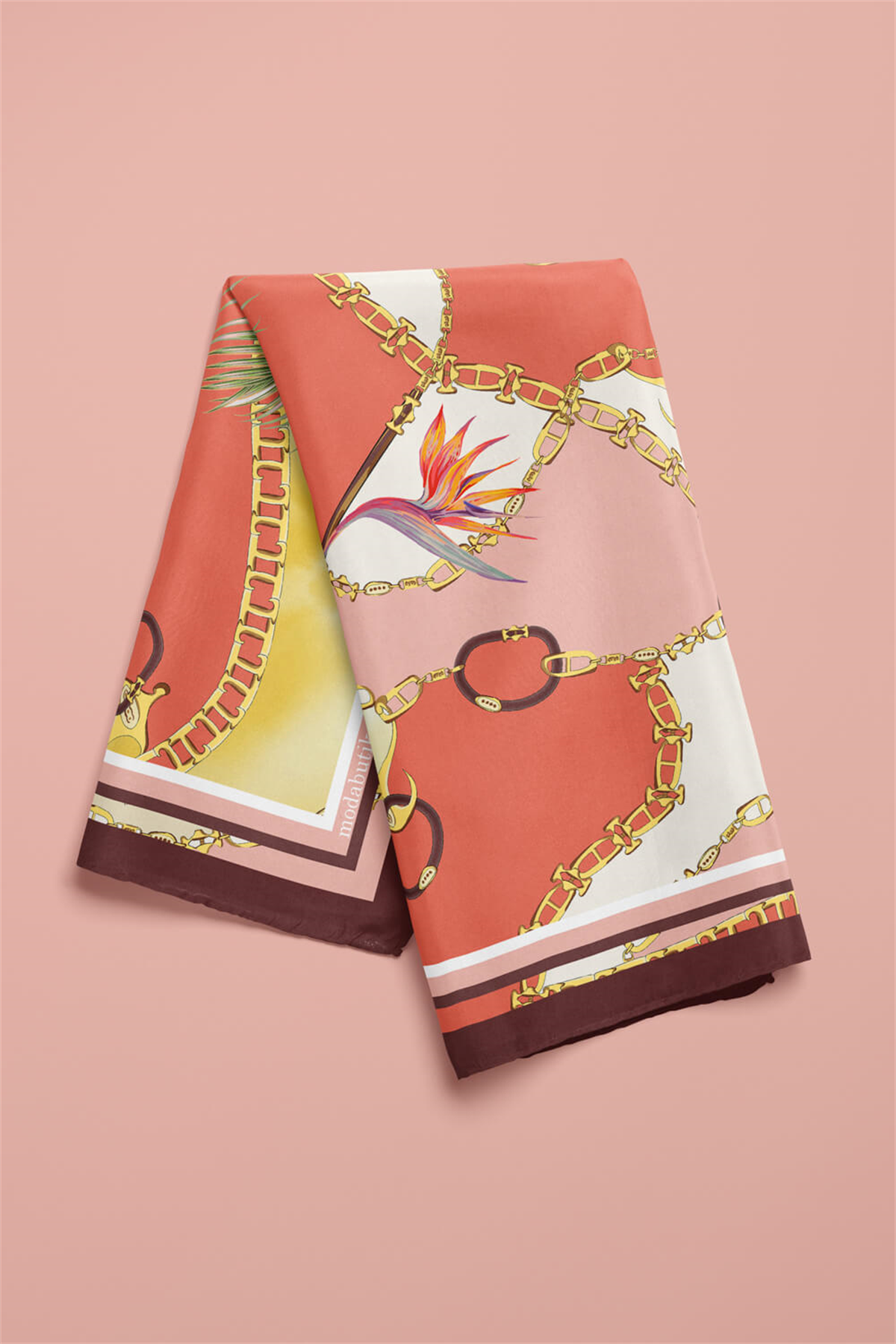 E119 FLOWERS ZİNCİR TASARIMLI BANDANA DG11990