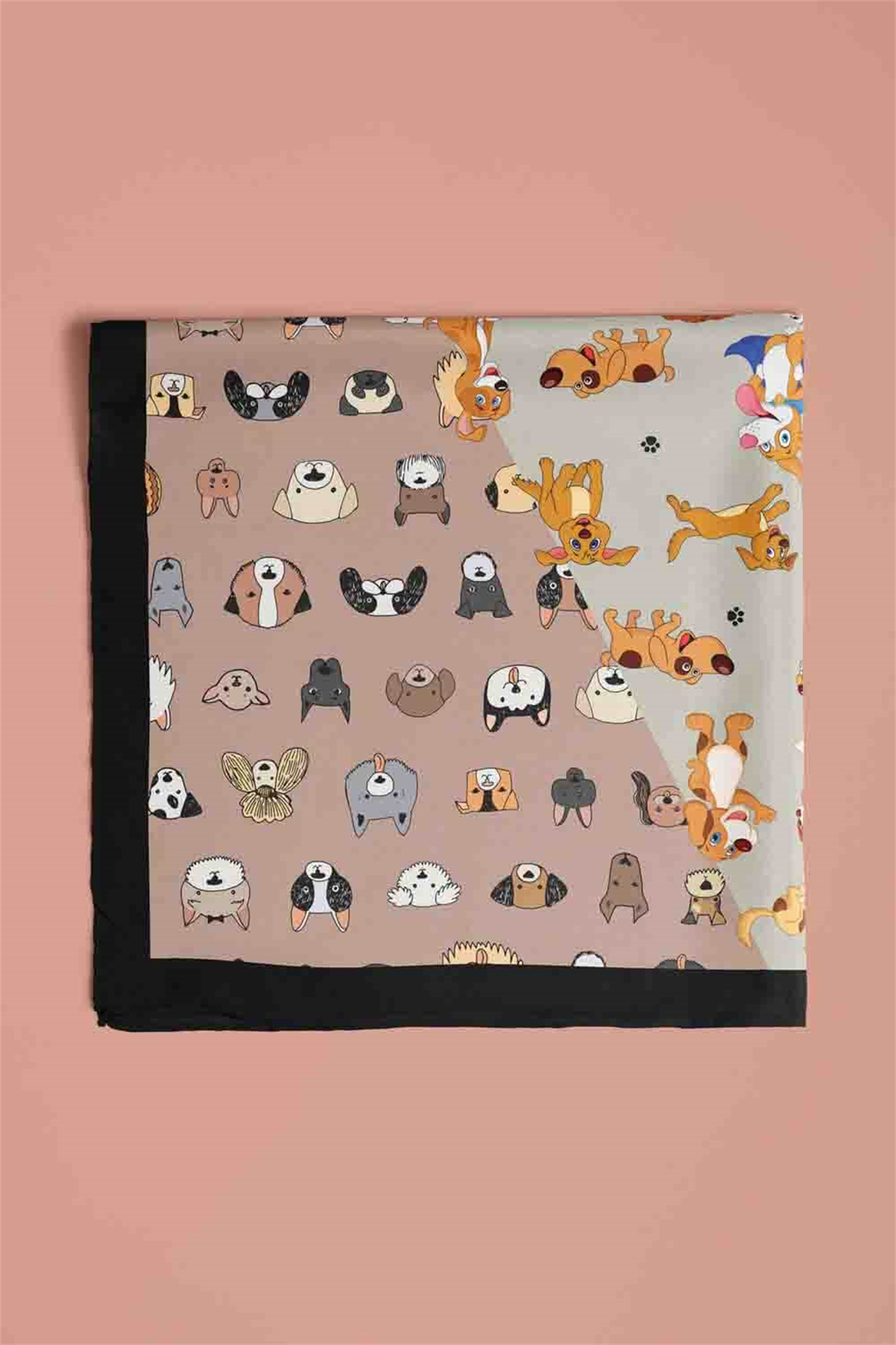 D4 Dog Monkey Desenli Krem Kırmızı Köpek Bandanası DG5575 45x45