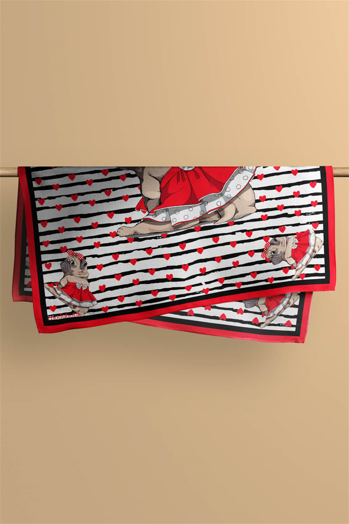 F108 Modabutik Pug Desenli Bandana