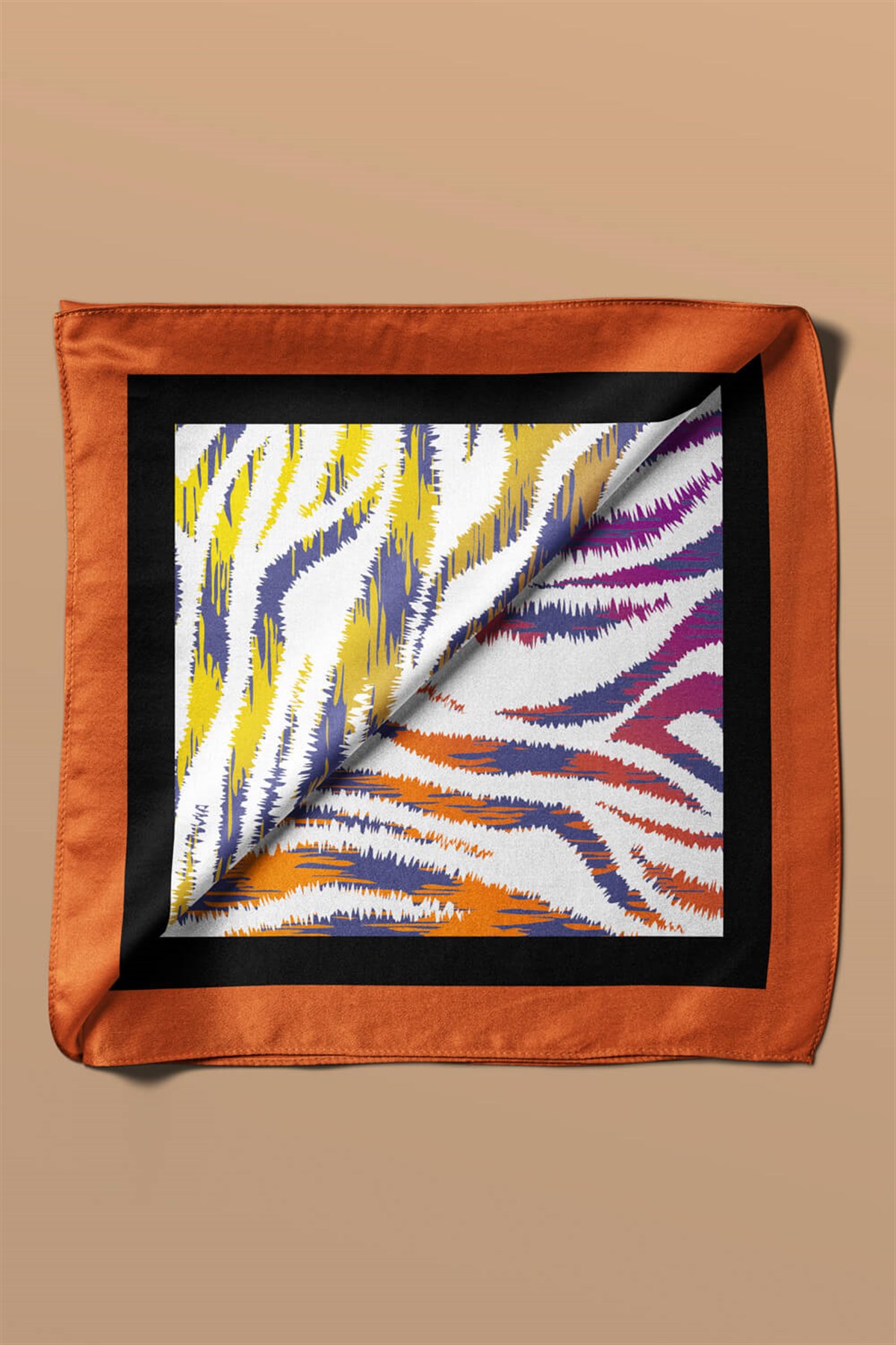 Violla G72 Kadın Mavi Sarı Sarmaşık Desenli 50x50 Bandana HYL DG01427-22