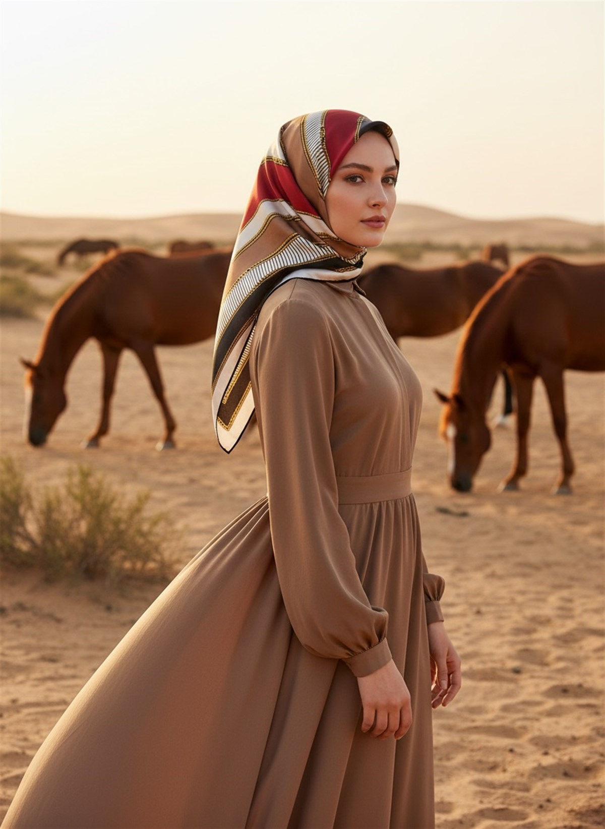 %100 Twill İpek Zincir Detaylı Geometrik Desenli Bordo - Bej Renkli 90x90 Eşarp Dikim Şekli : El Dikişi