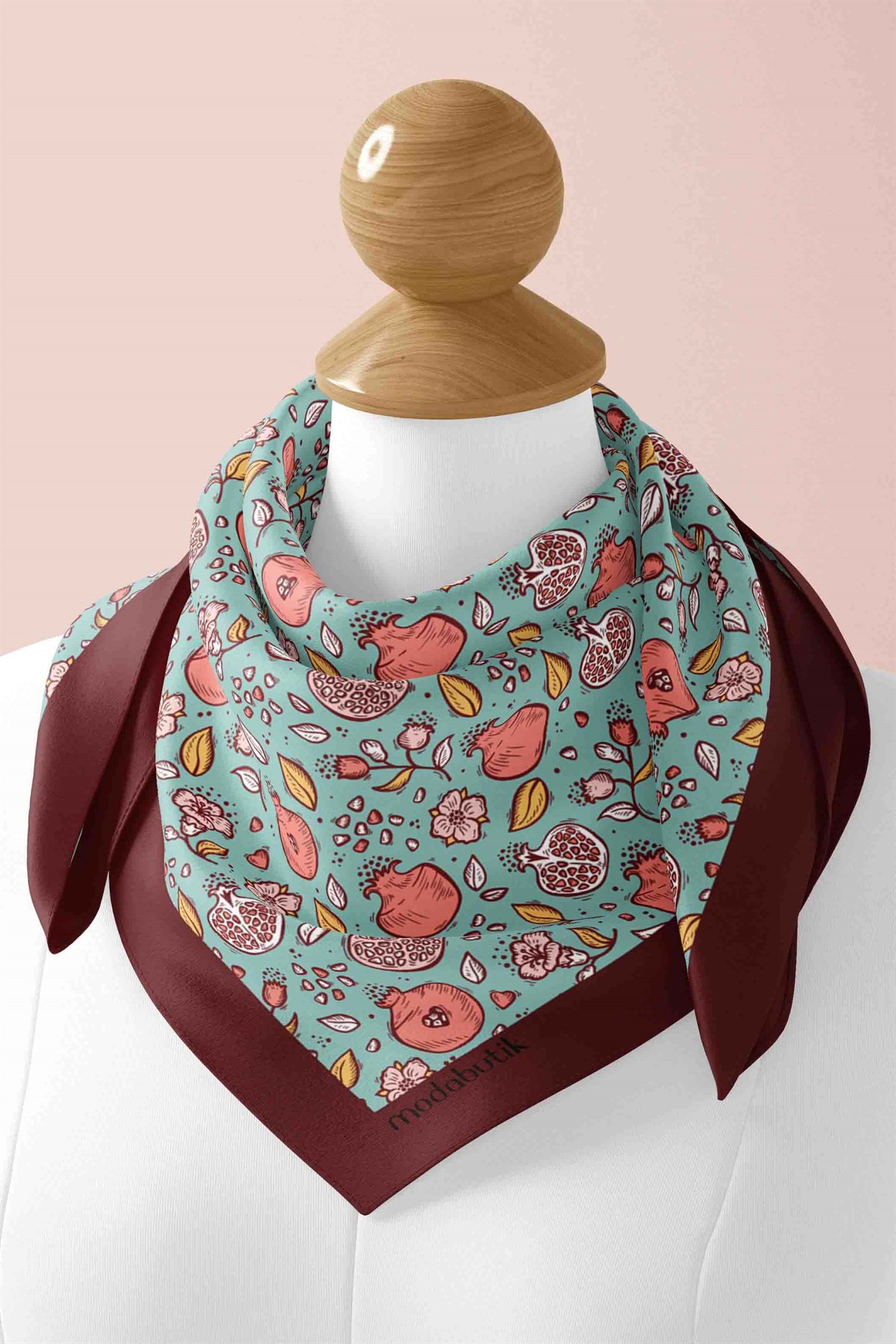 Violla Kadın Açık Mavi Küçük Nar Desenli 50x50 Bandana DG0736