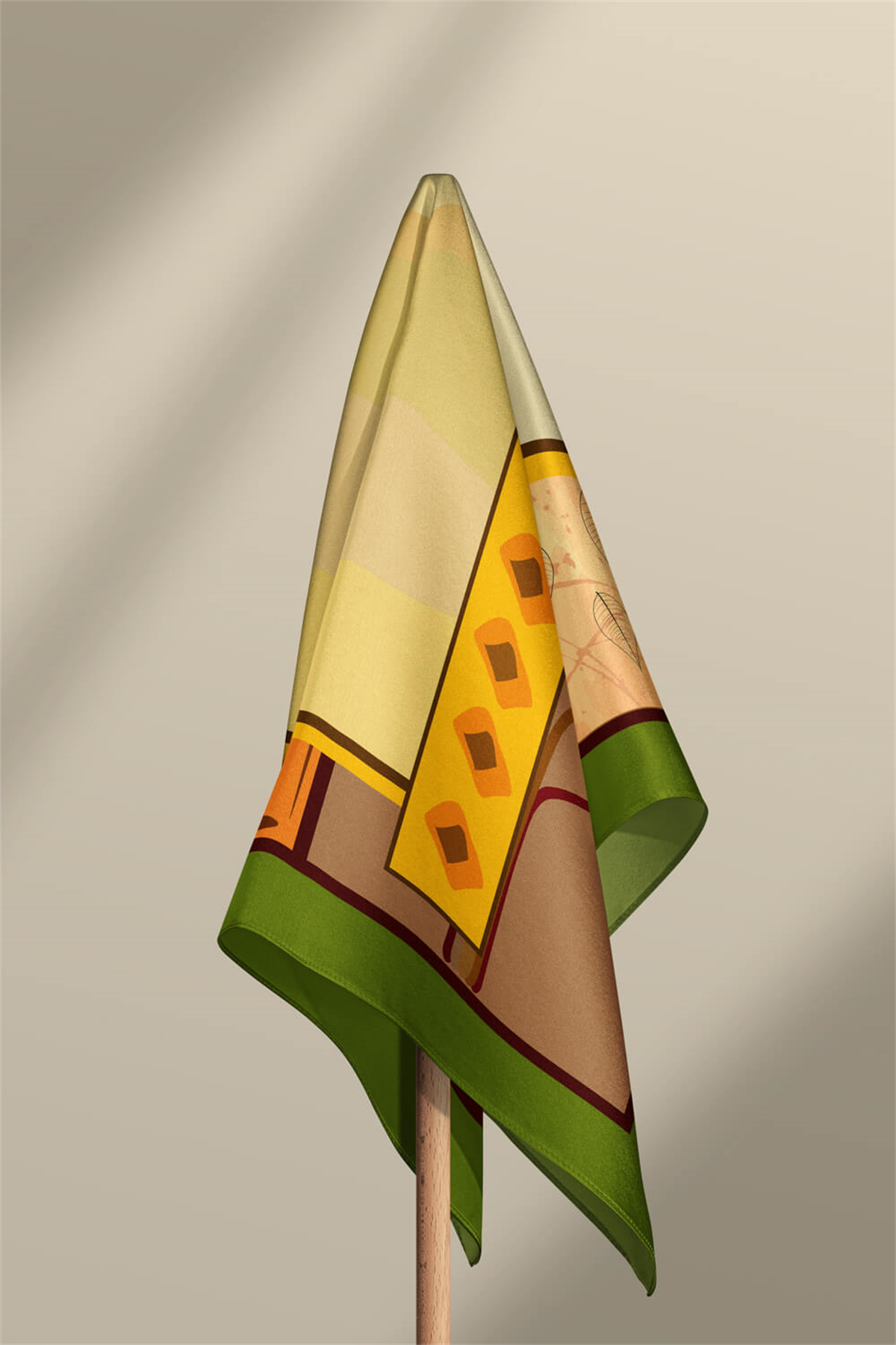 F23 Kadın African Desenli Bandana 50x50 Kahve DG0248-2