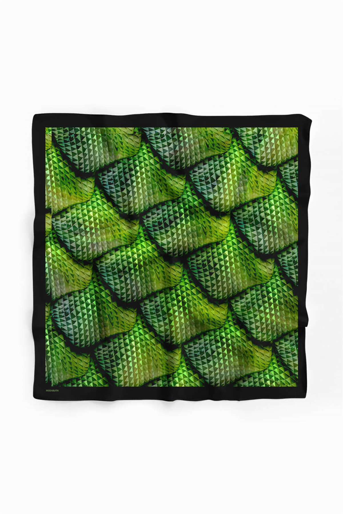 D96 Kadın Egzotik Desenli Bandana 50x50 Yeşil DG0254-22