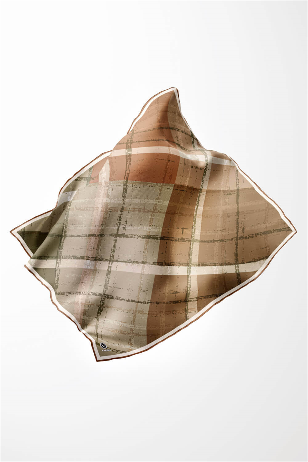 Twill Eskitme Desenli Somon Renkli 90x90 Eşarp (İpek İçermez) Kenar Dikiş Şekli El Dikişli