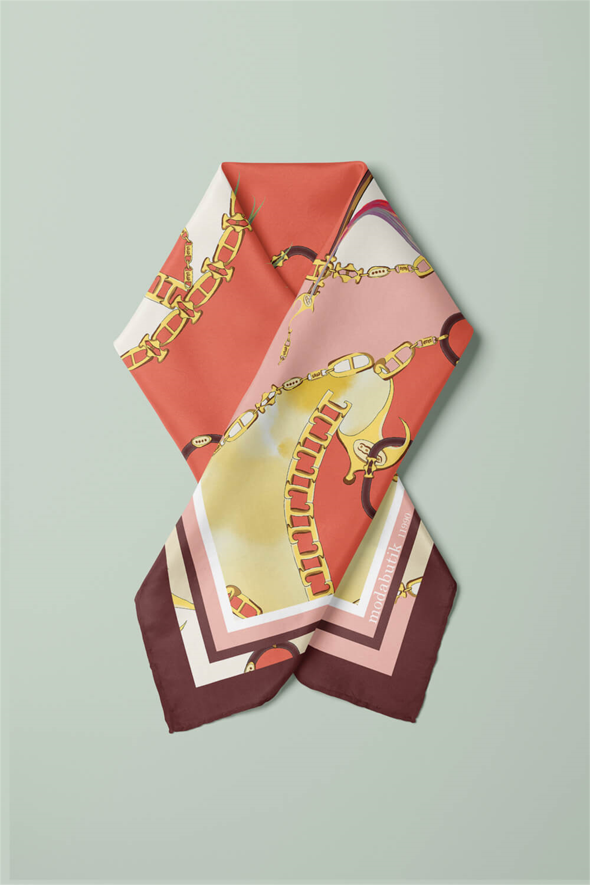 E119 FLOWERS ZİNCİR TASARIMLI BANDANA DG11990