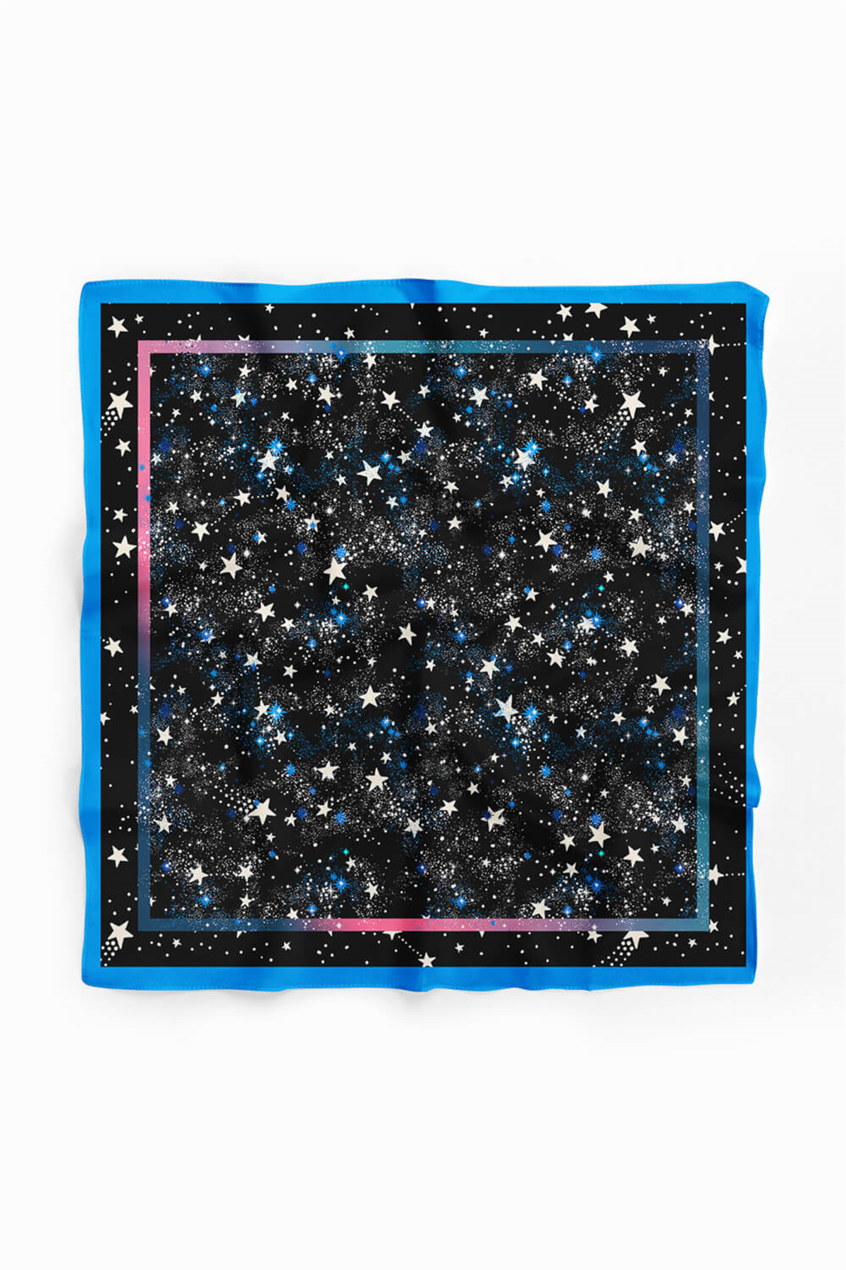 F29 Kadın Mavi Siyah Yıldız Desenli 50x50 Bandana HYL DG01262-22