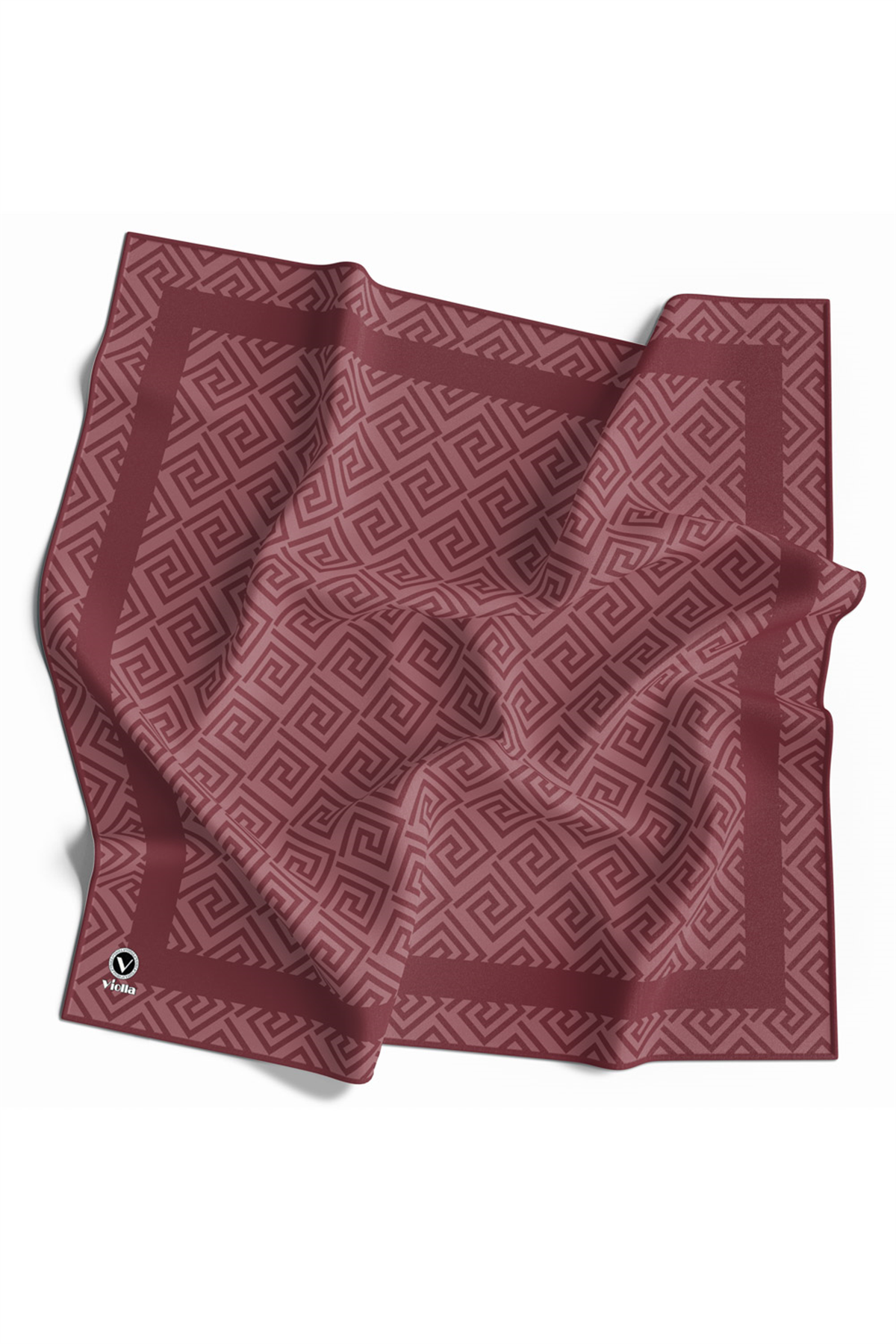 Twill Minimalist Desenli Gül Kurusu Renkli 90x90 Eşarp (İpek İçermez) Kenar Dikiş Şekli El Dikişli