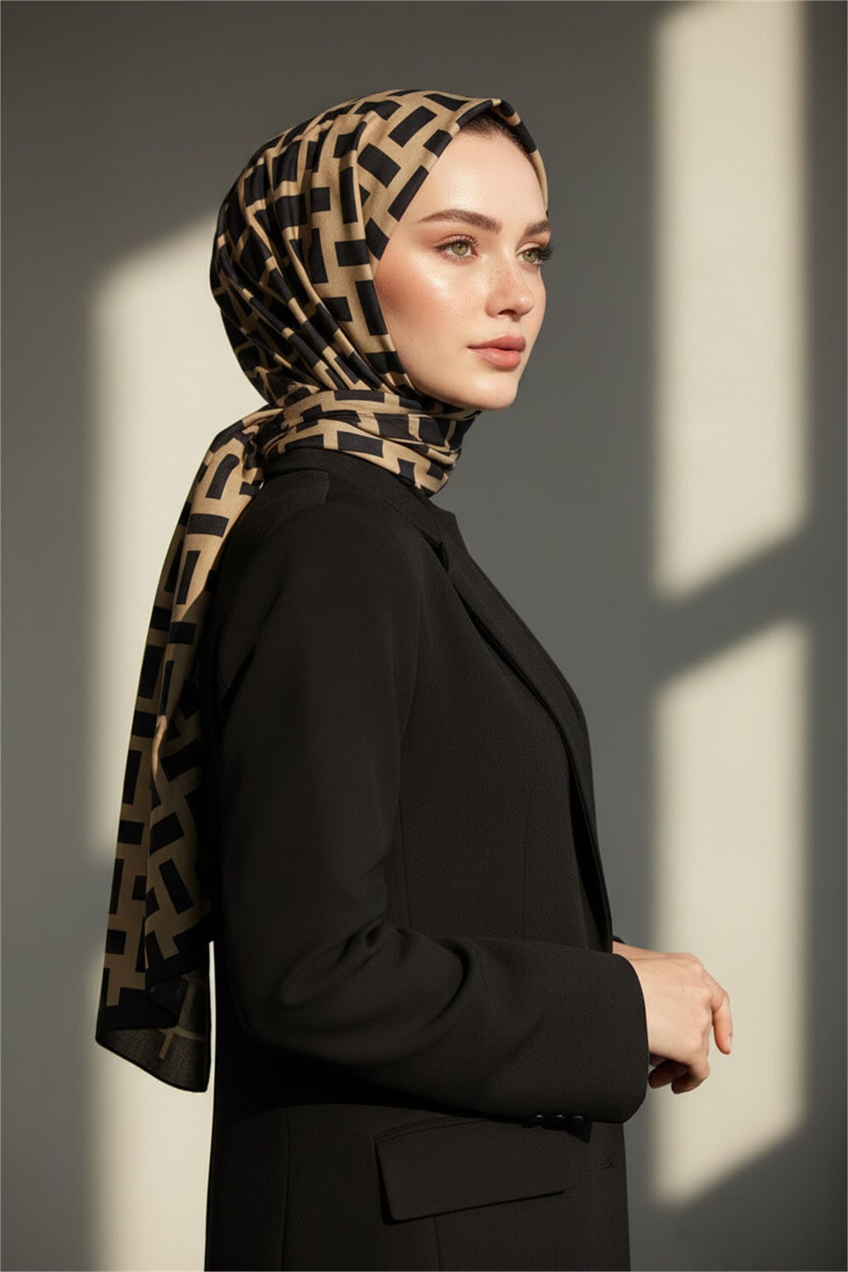 KREP KARELİ DESENLİ VİZON RENKLİ 75X195 KIRIŞMAZ ŞAL