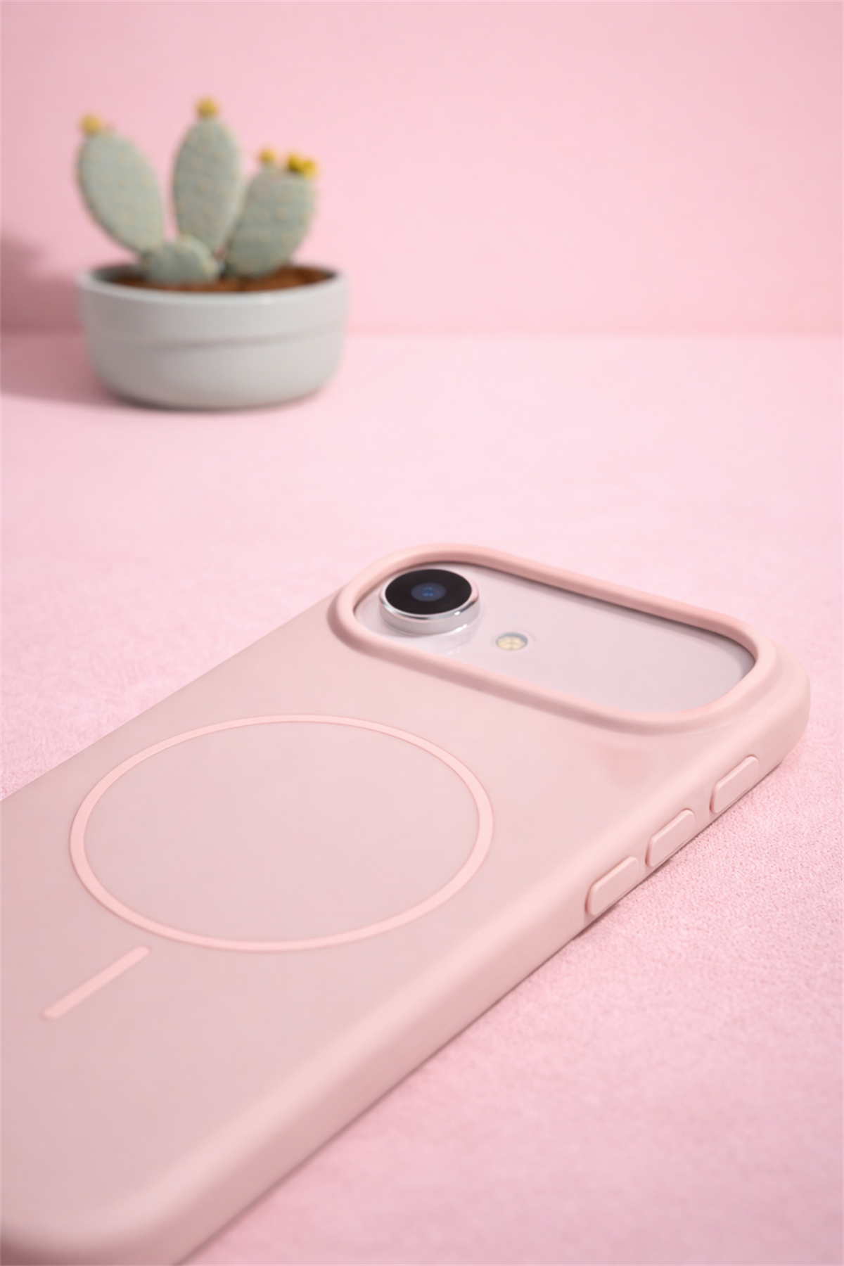 iPhone Air Uyumlu İçi Kadife Magsafe Wireless Şarz Özellikli Pembe Renkli Telefon Kılıfı