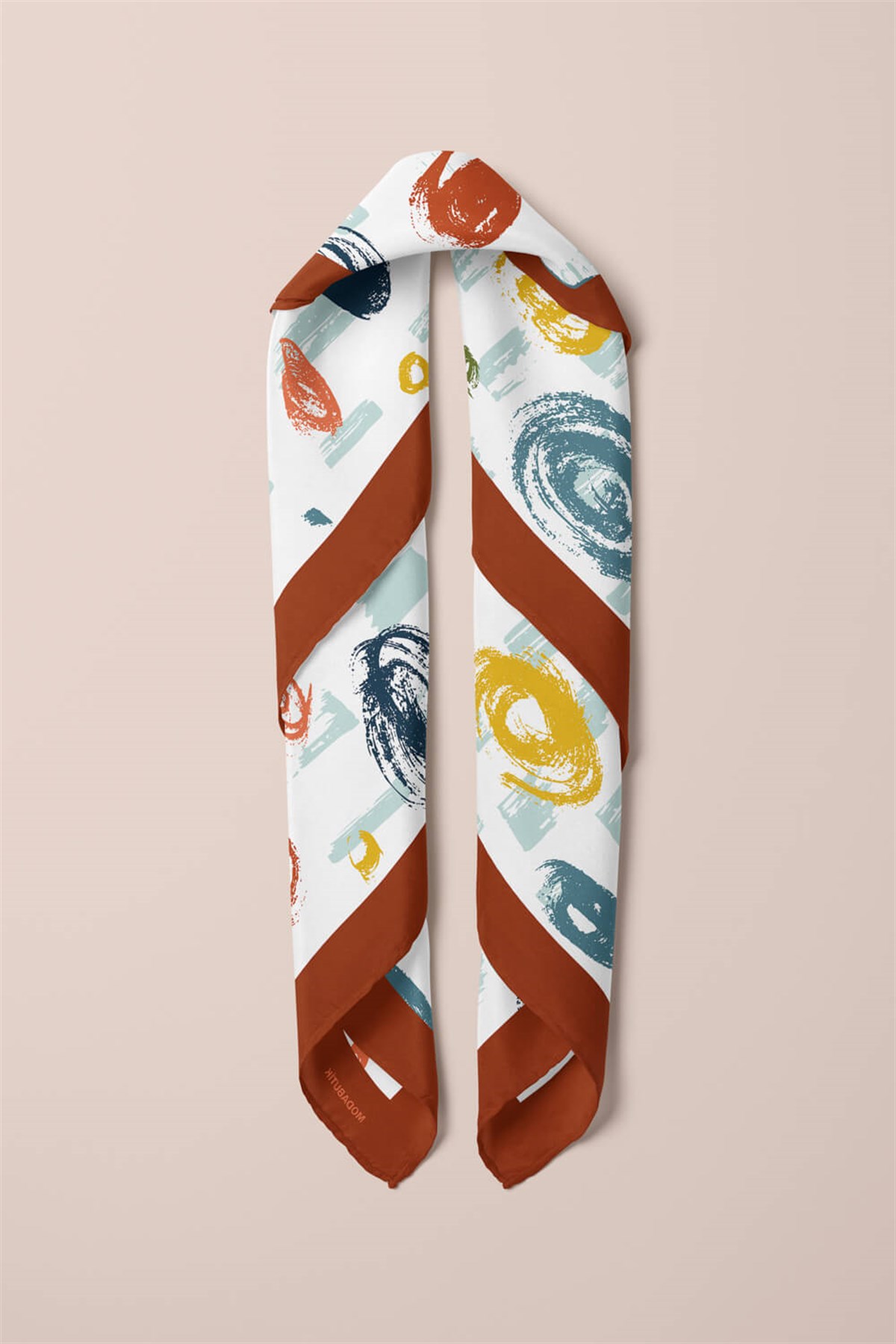 Violla D72 Kadın Puan Desenli Bandana 50x50 Kırmızı Turuncu DG0420-22