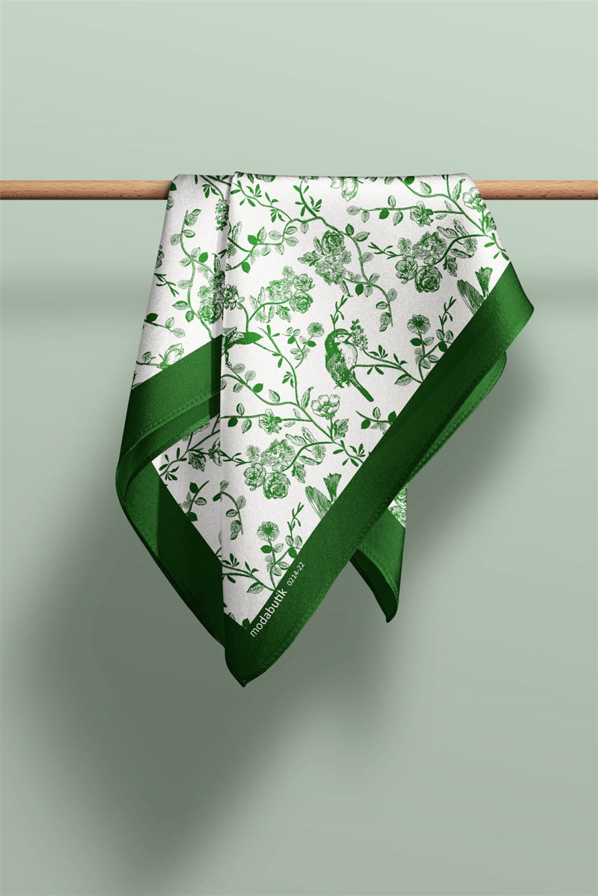 Violla Kadın Garden Desenli Bandana 50x50 Yeşil DG0214-22 Snz