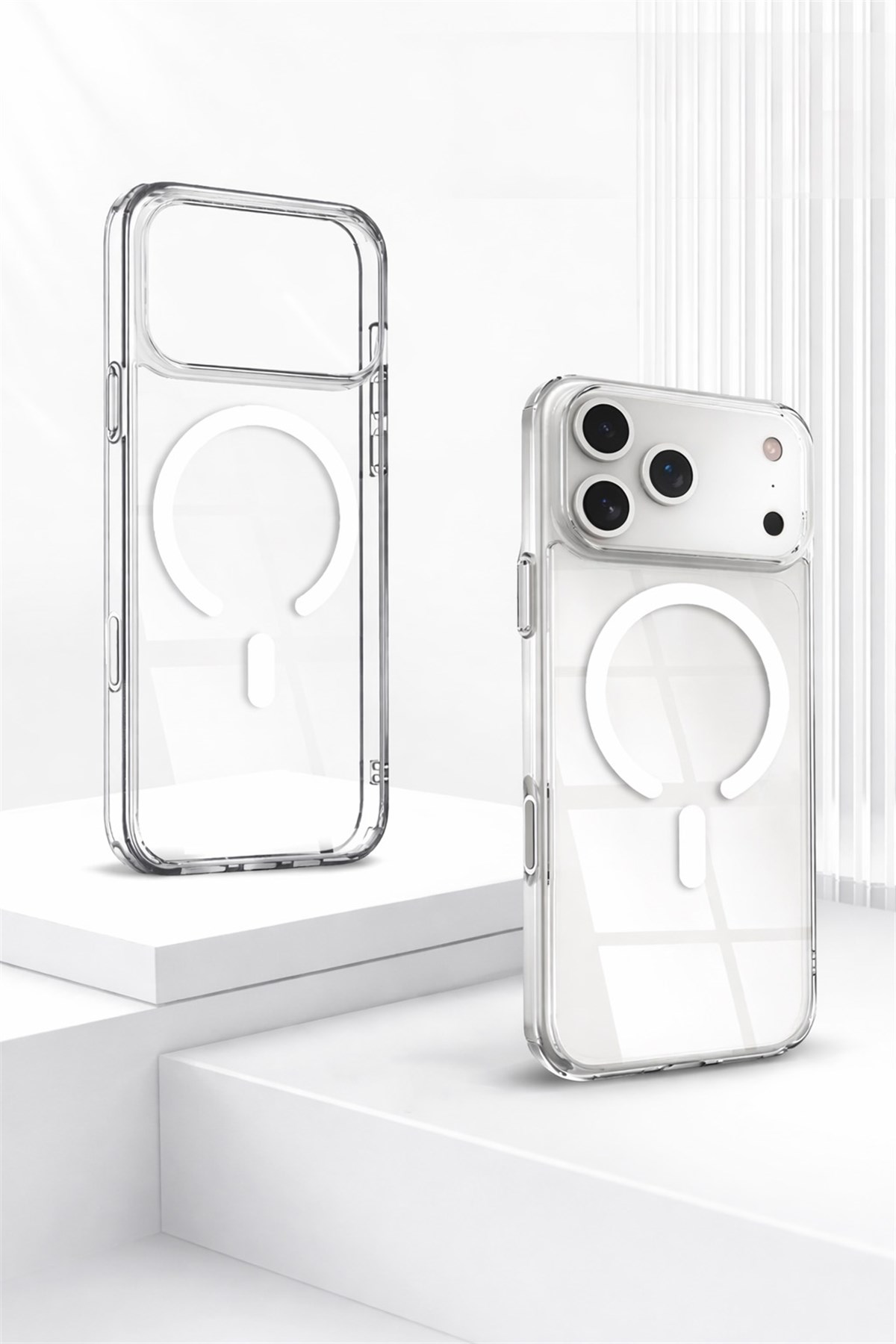 iPhone 17 Pro Uyumlu Kamera Korumalı Magsafe Wireless Şarj Özellikli Lüks Şeffaf Silikon Telefon Kılıfı