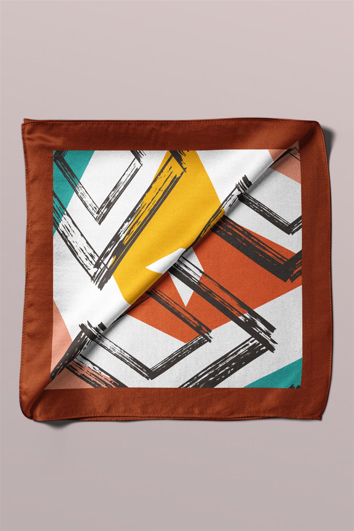 Violla V24 Kadın Geometrik Desenli Bandana 50x50 Yeşil DG0447-22