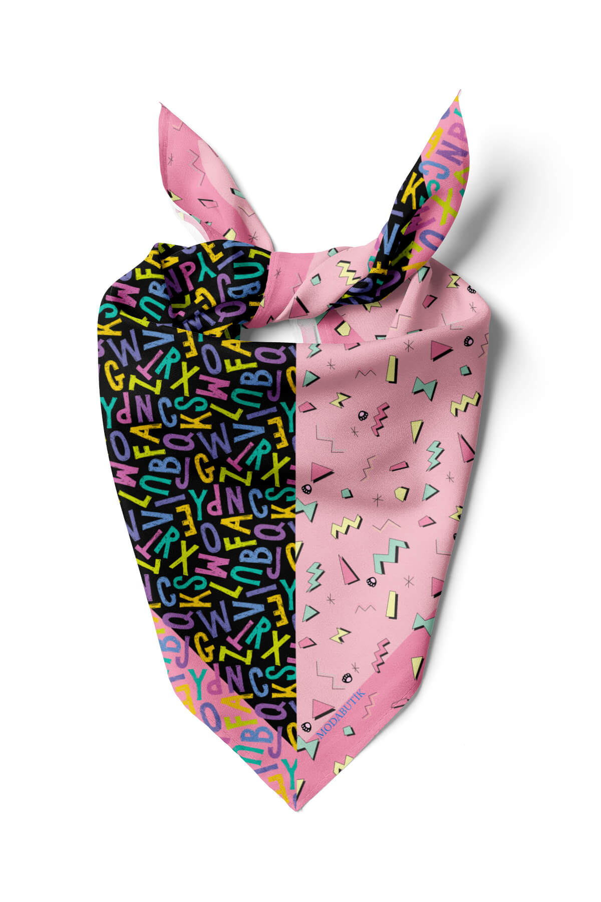 D6 Özel Üretim Letter Desenli Köpek Bandanası Pembe 50x50