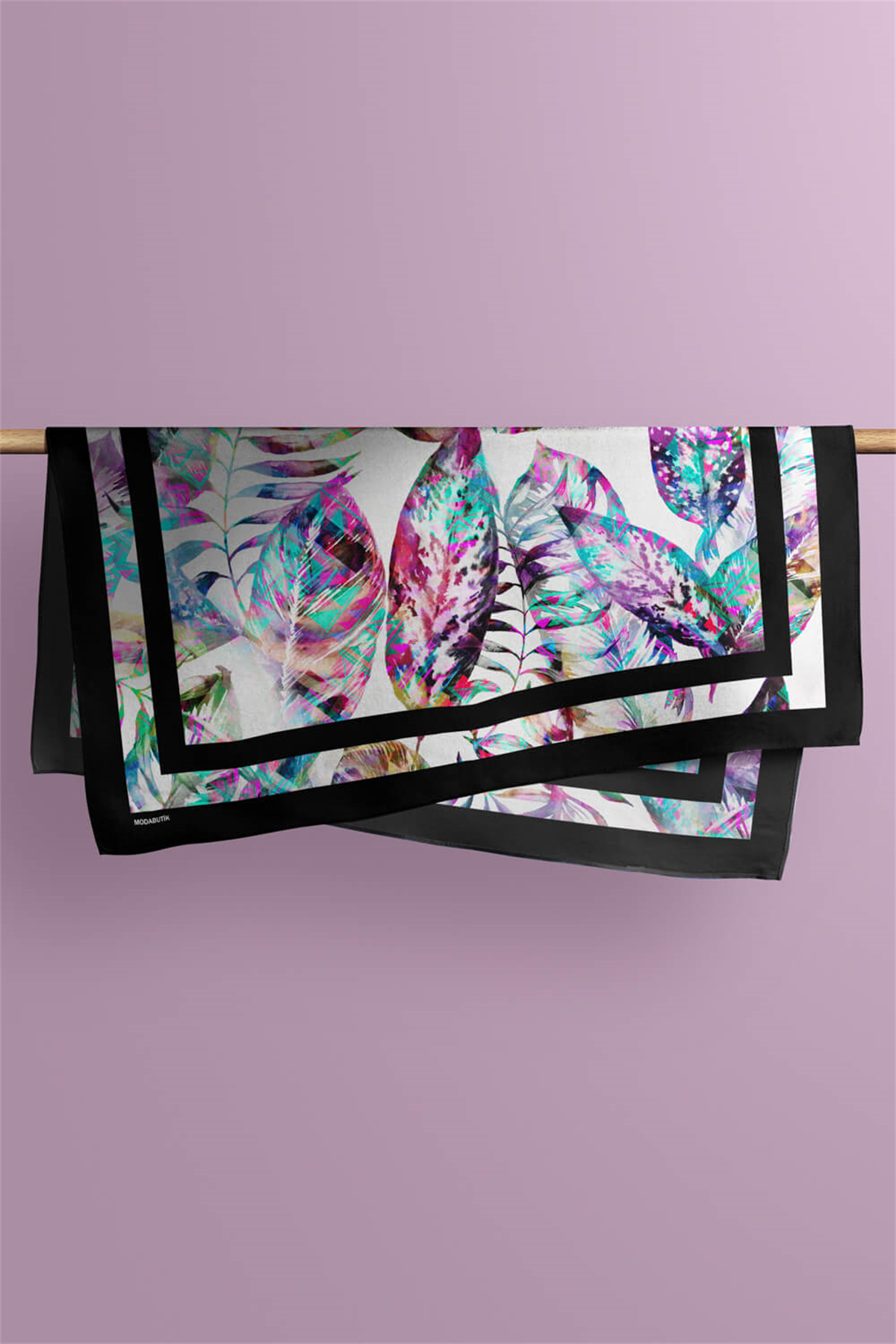 D115 Kadın Garden Desenli Bandana 50x50 Mor DG0225-22